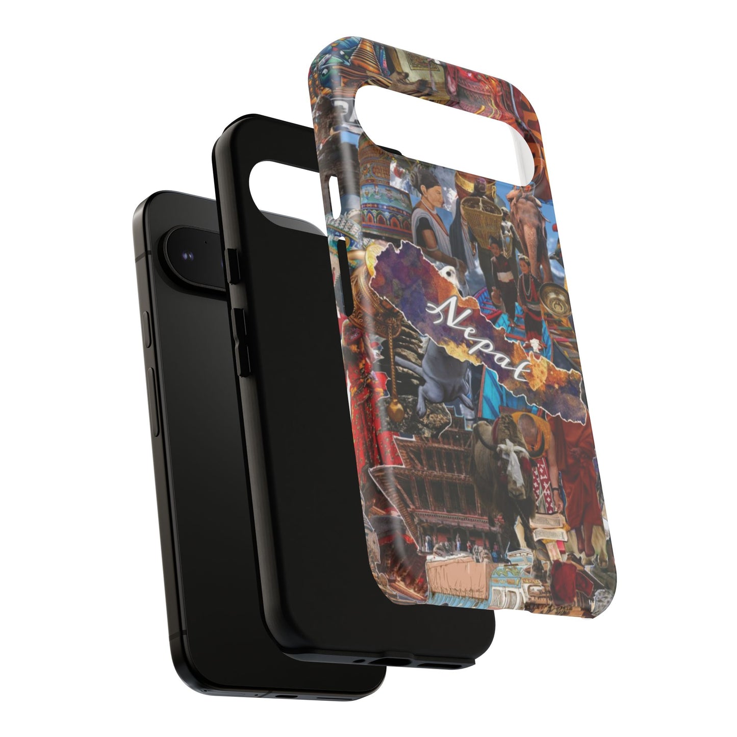 Nepal Collage Phone Case — Colorful Himalayan Travel Design