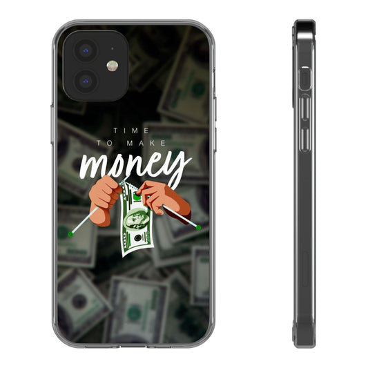 Clear Phone Case — “Time to Make Money” Graphic Money Design