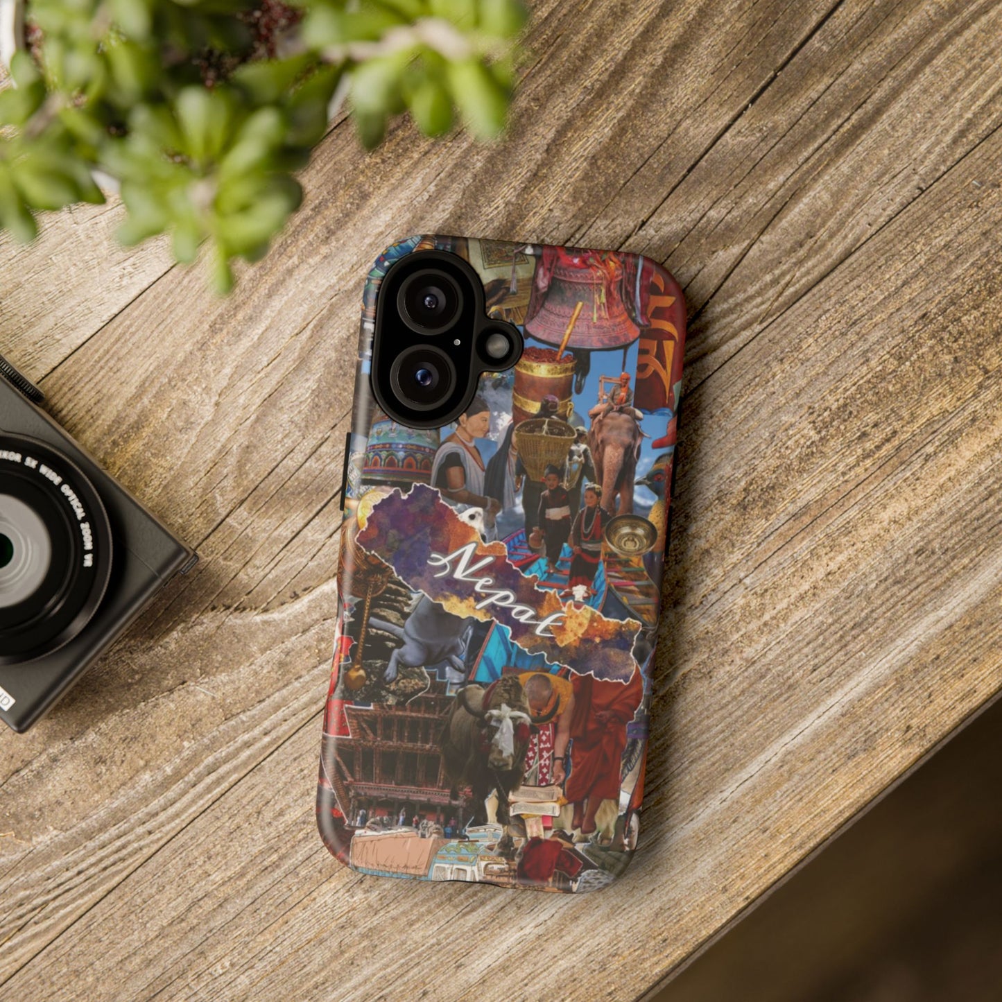 Nepal Collage Phone Case — Colorful Himalayan Travel Design