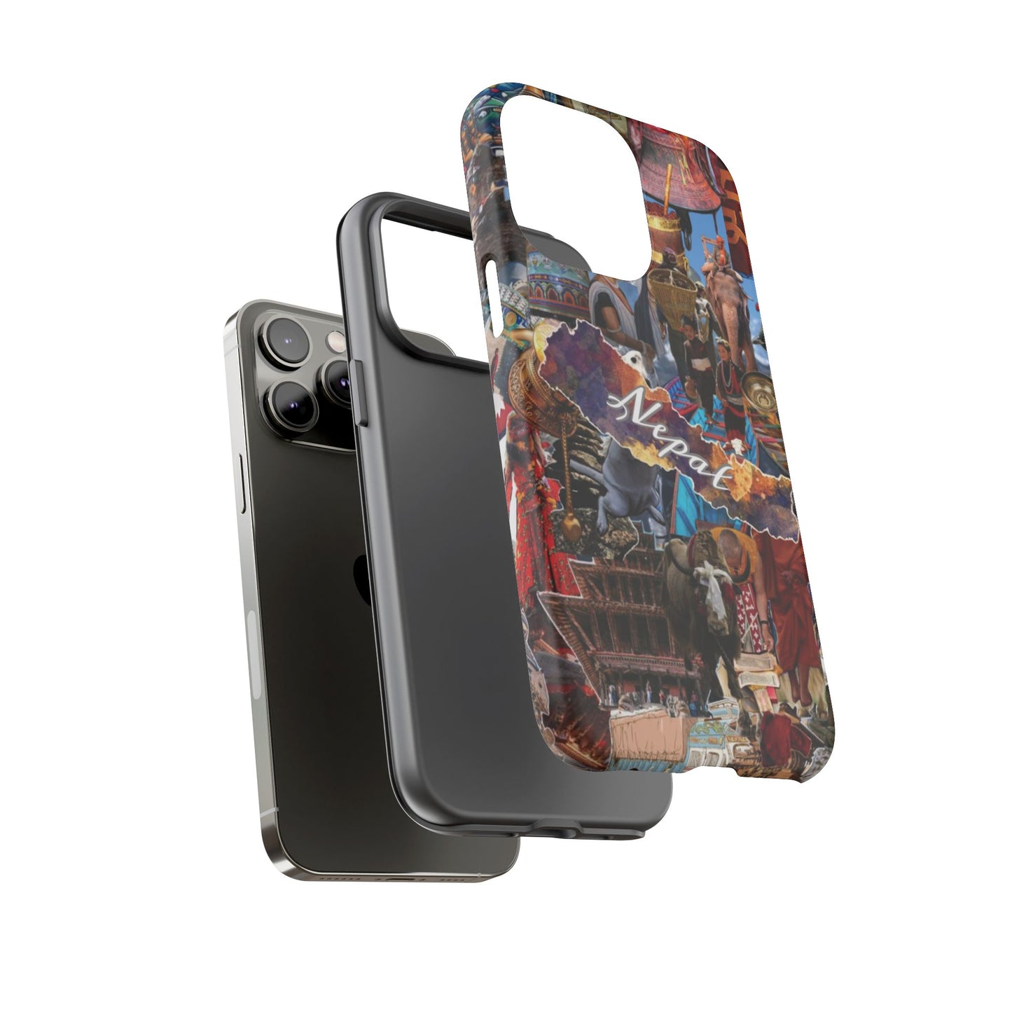 Nepal Collage Phone Case — Colorful Himalayan Travel Design