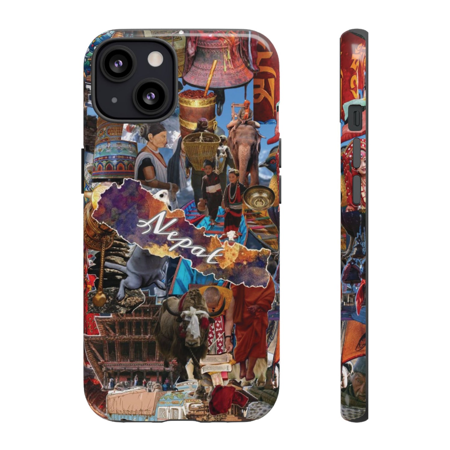 Nepal Collage Phone Case — Colorful Himalayan Travel Design
