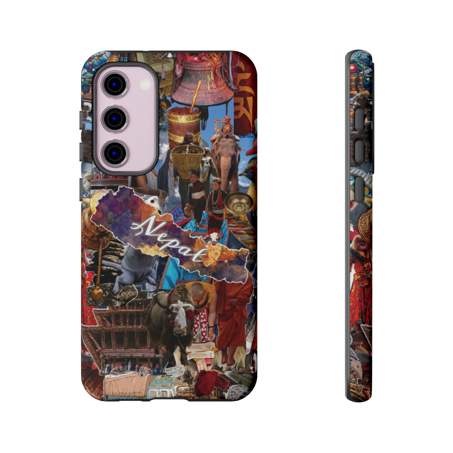 Nepal Collage Phone Case — Colorful Himalayan Travel Design