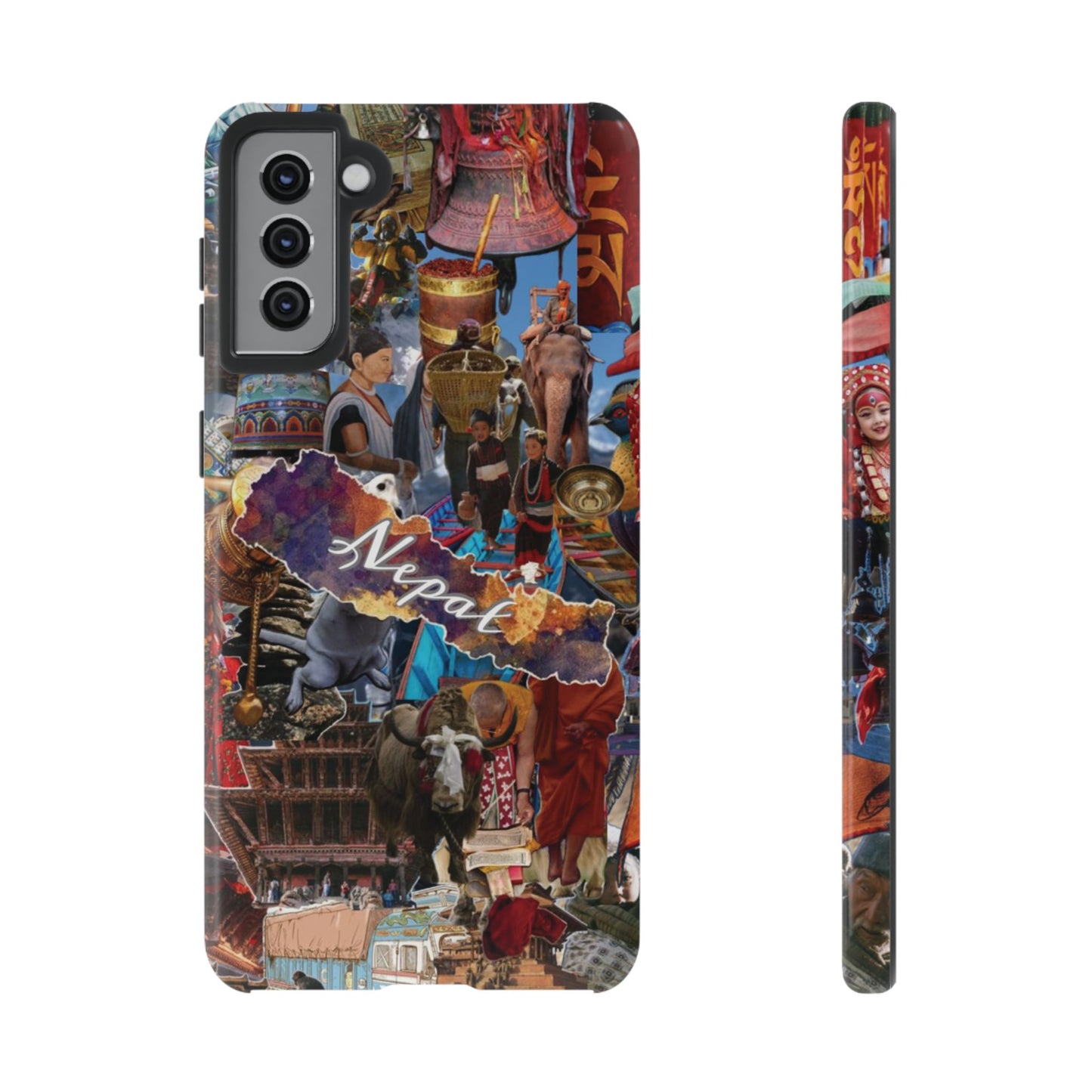 Nepal Collage Phone Case — Colorful Himalayan Travel Design