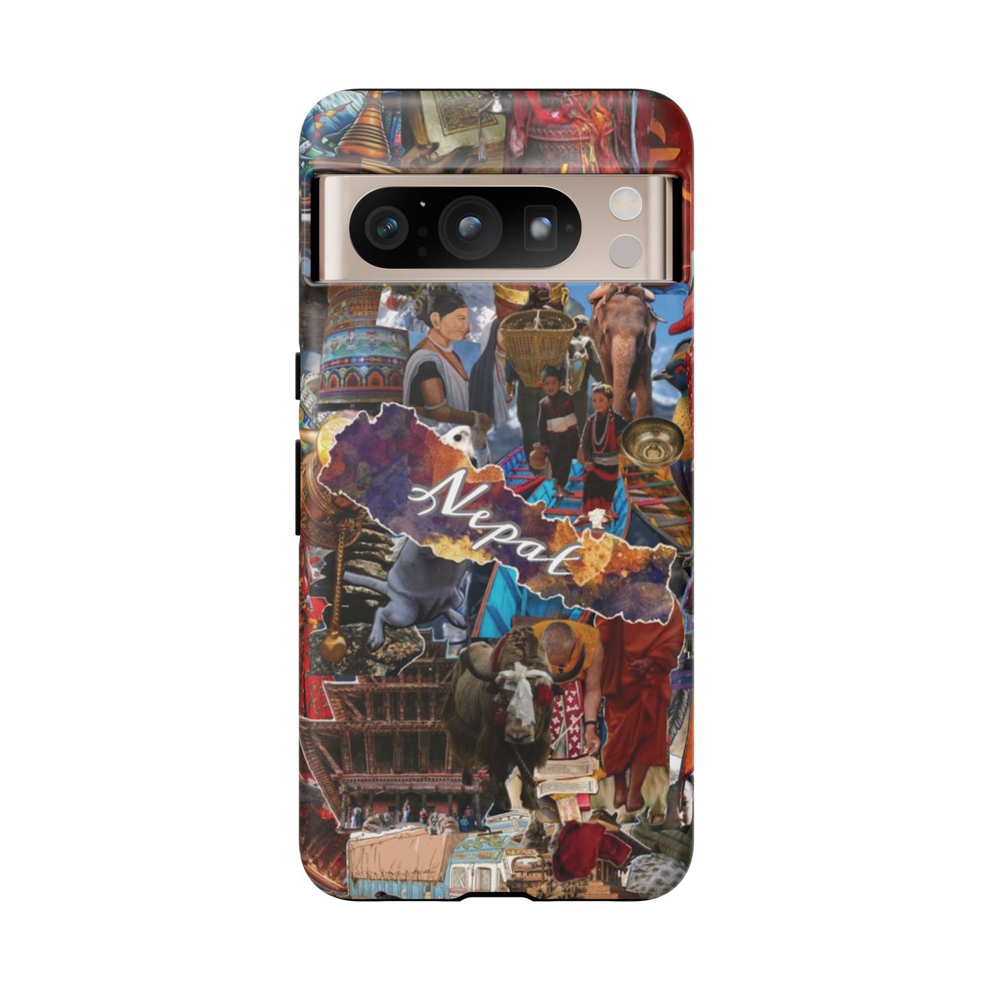 Nepal Collage Phone Case — Colorful Himalayan Travel Design