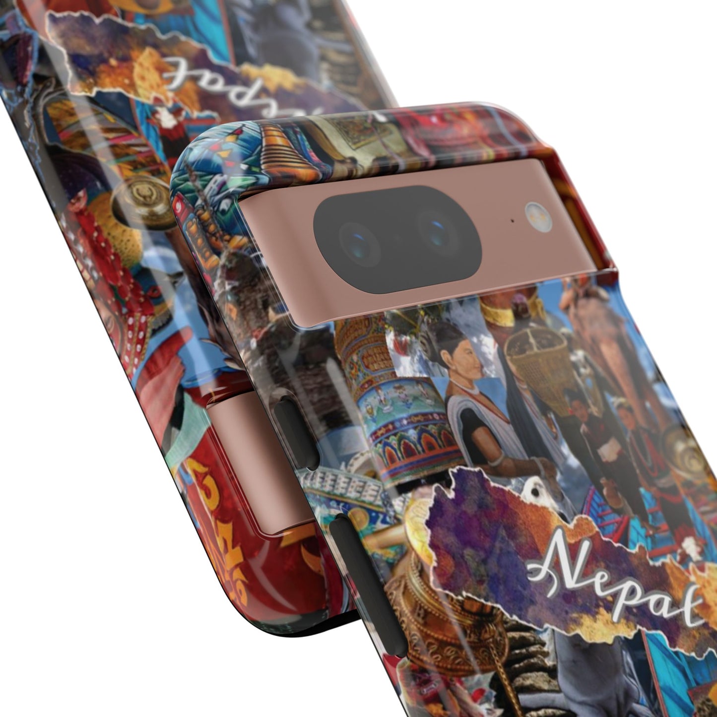 Nepal Collage Phone Case — Colorful Himalayan Travel Design
