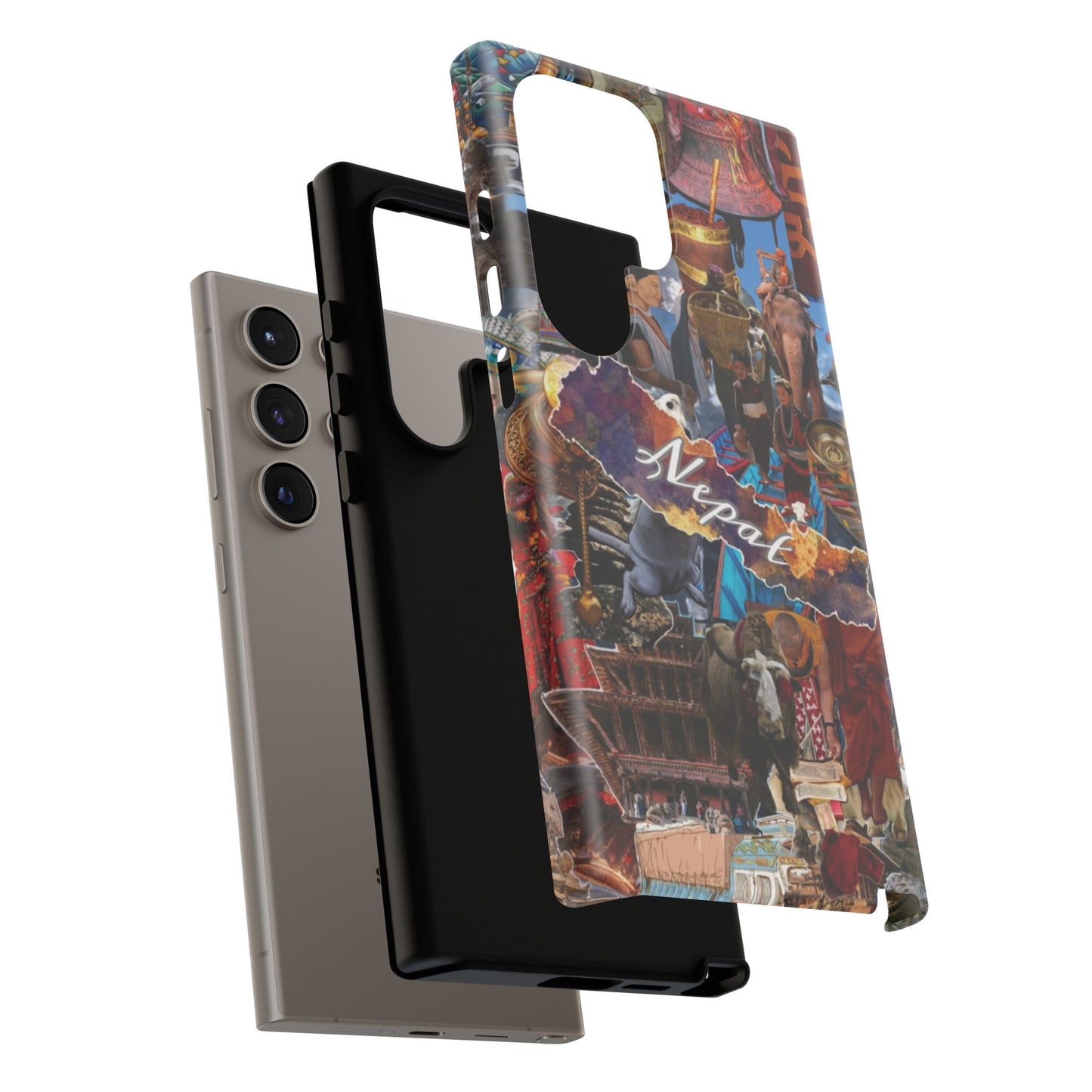 Nepal Collage Phone Case — Colorful Himalayan Travel Design
