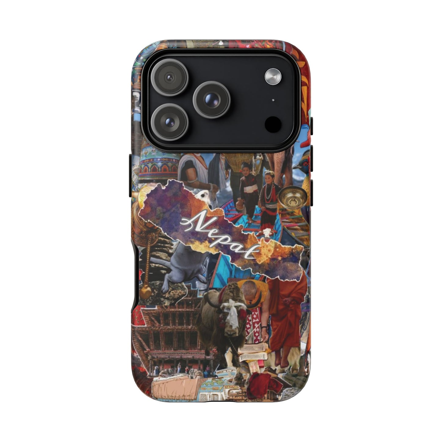Nepal Collage Phone Case — Colorful Himalayan Travel Design