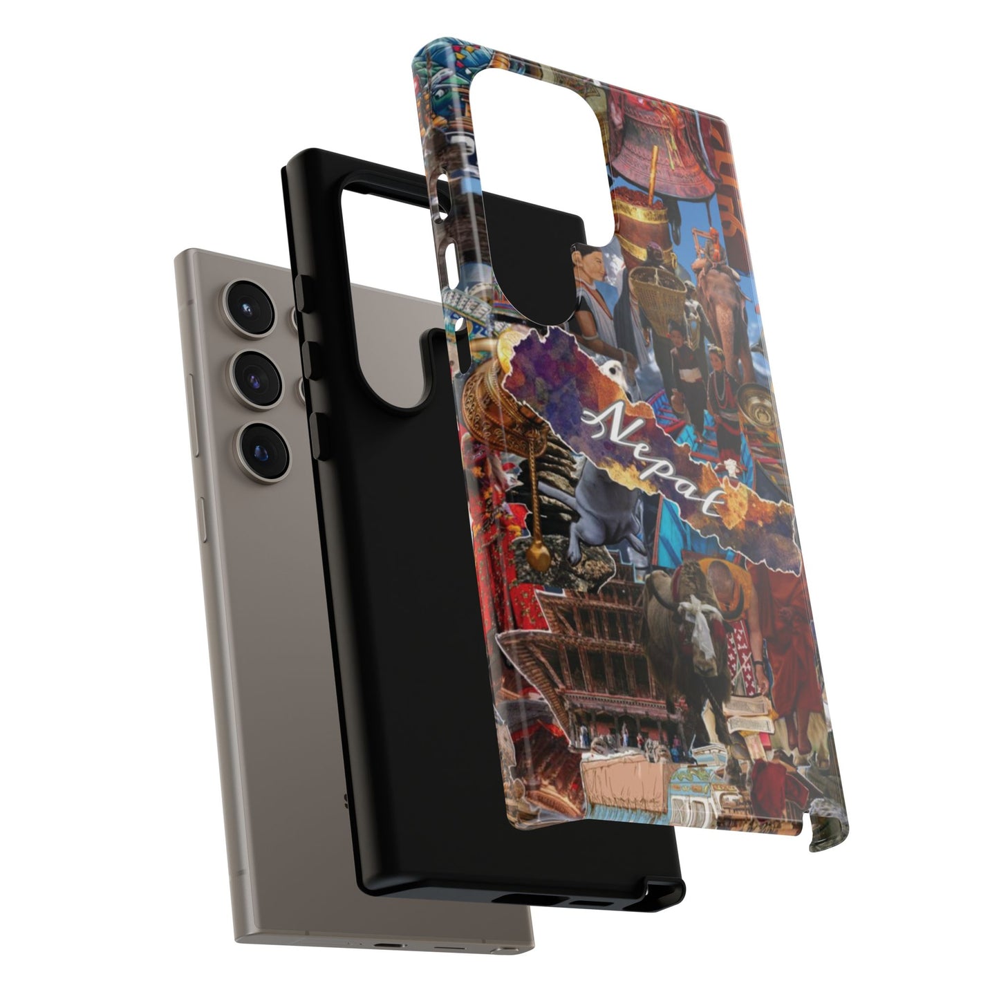 Nepal Collage Phone Case — Colorful Himalayan Travel Design