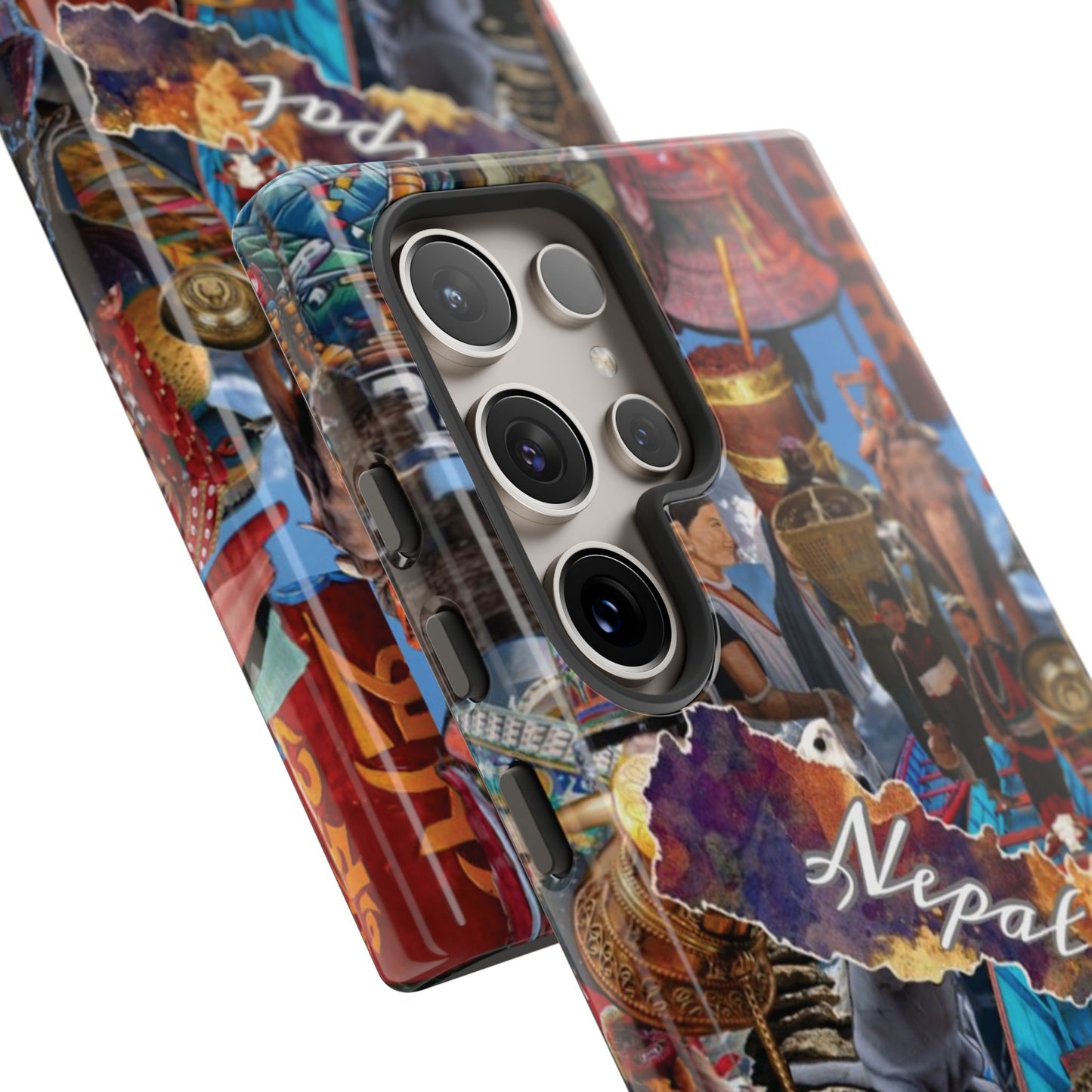 Nepal Collage Phone Case — Colorful Himalayan Travel Design