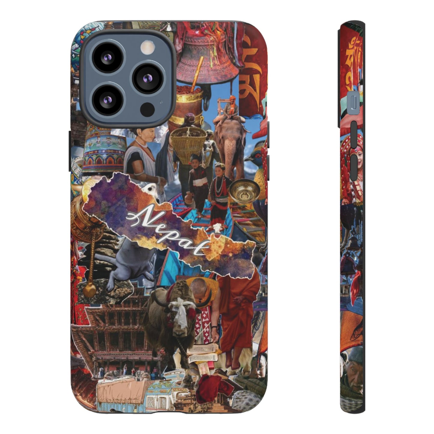 Nepal Collage Phone Case — Colorful Himalayan Travel Design