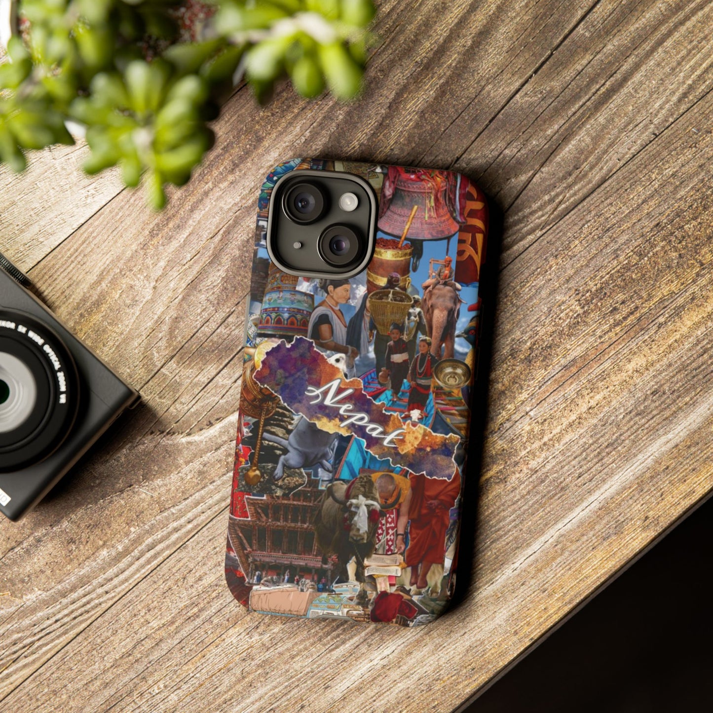 Nepal Collage Phone Case — Colorful Himalayan Travel Design