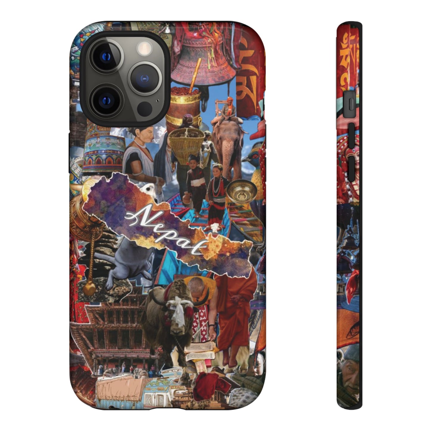 Nepal Collage Phone Case — Colorful Himalayan Travel Design
