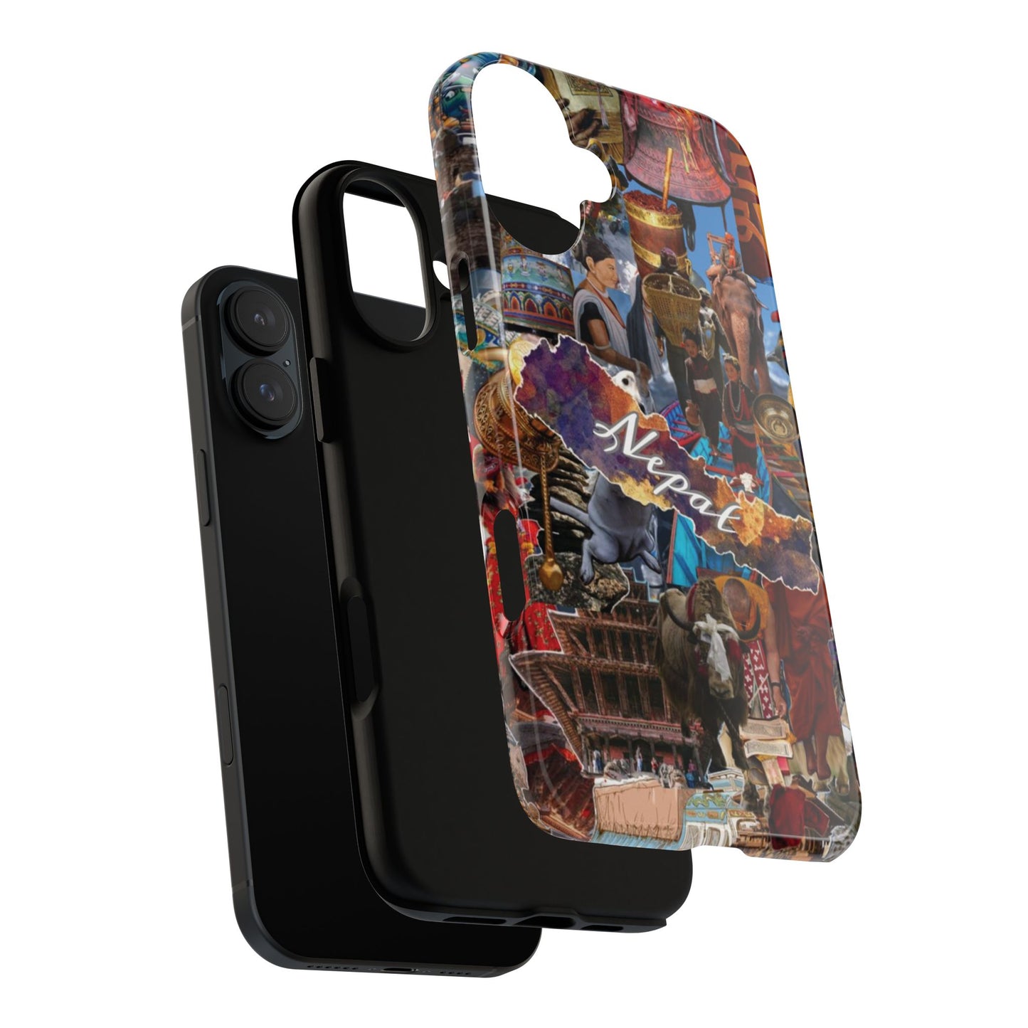 Nepal Collage Phone Case — Colorful Himalayan Travel Design