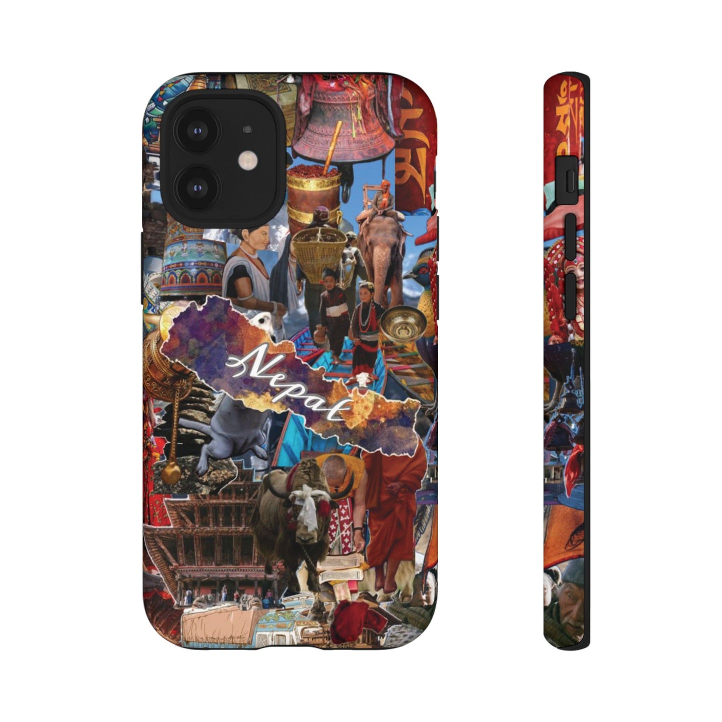 Nepal Collage Phone Case — Colorful Himalayan Travel Design