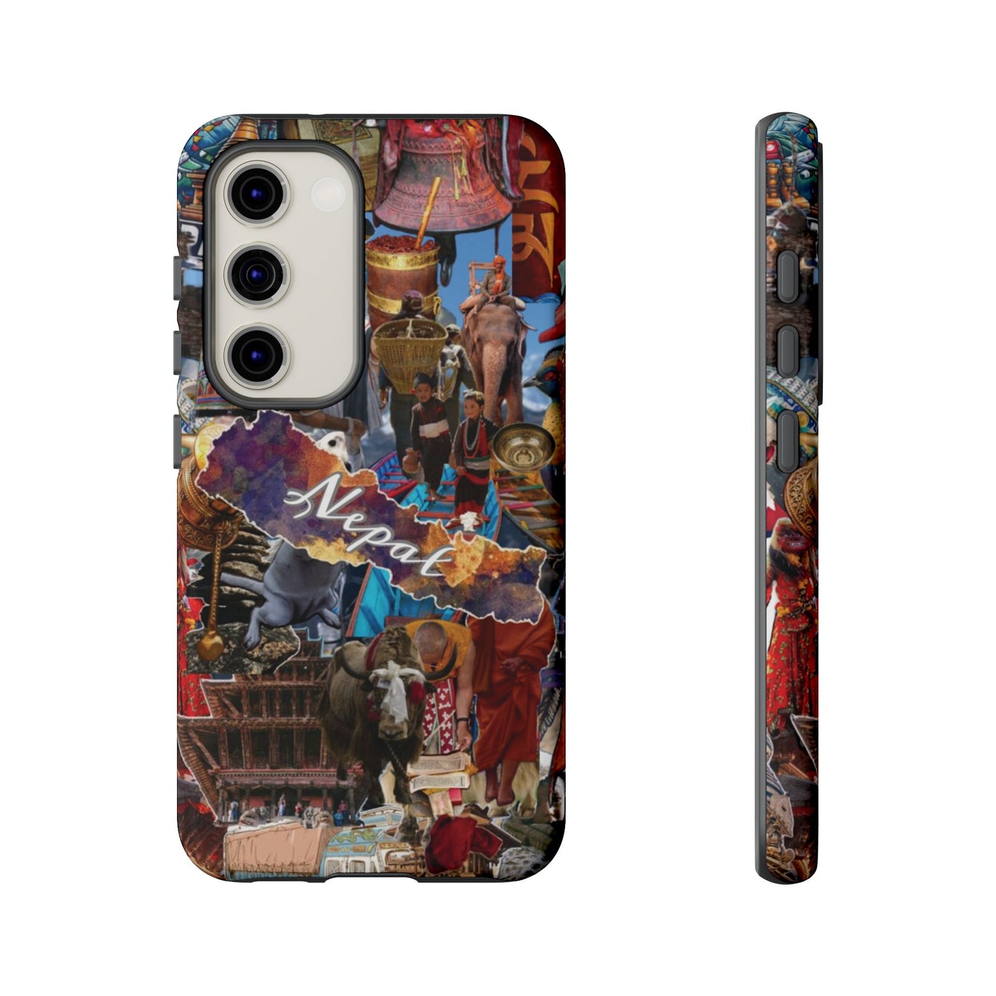Nepal Collage Phone Case — Colorful Himalayan Travel Design