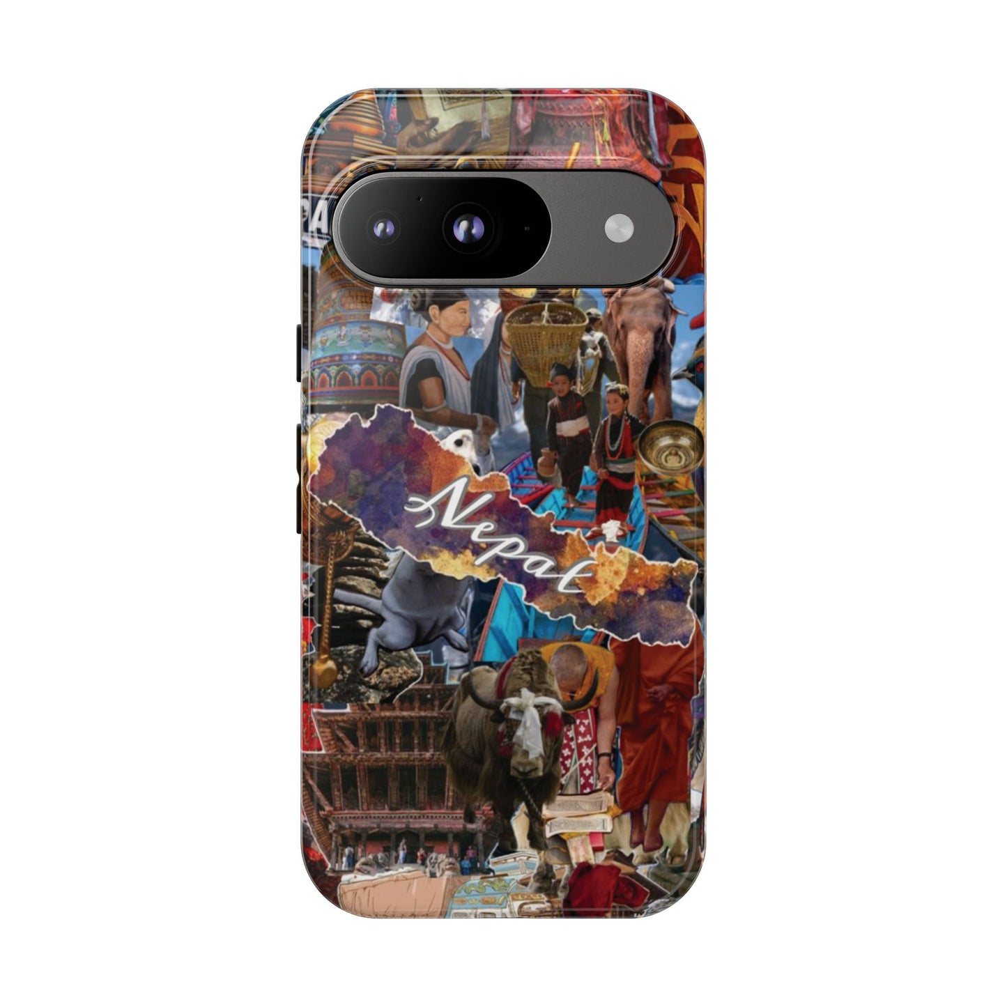 Nepal Collage Phone Case — Colorful Himalayan Travel Design