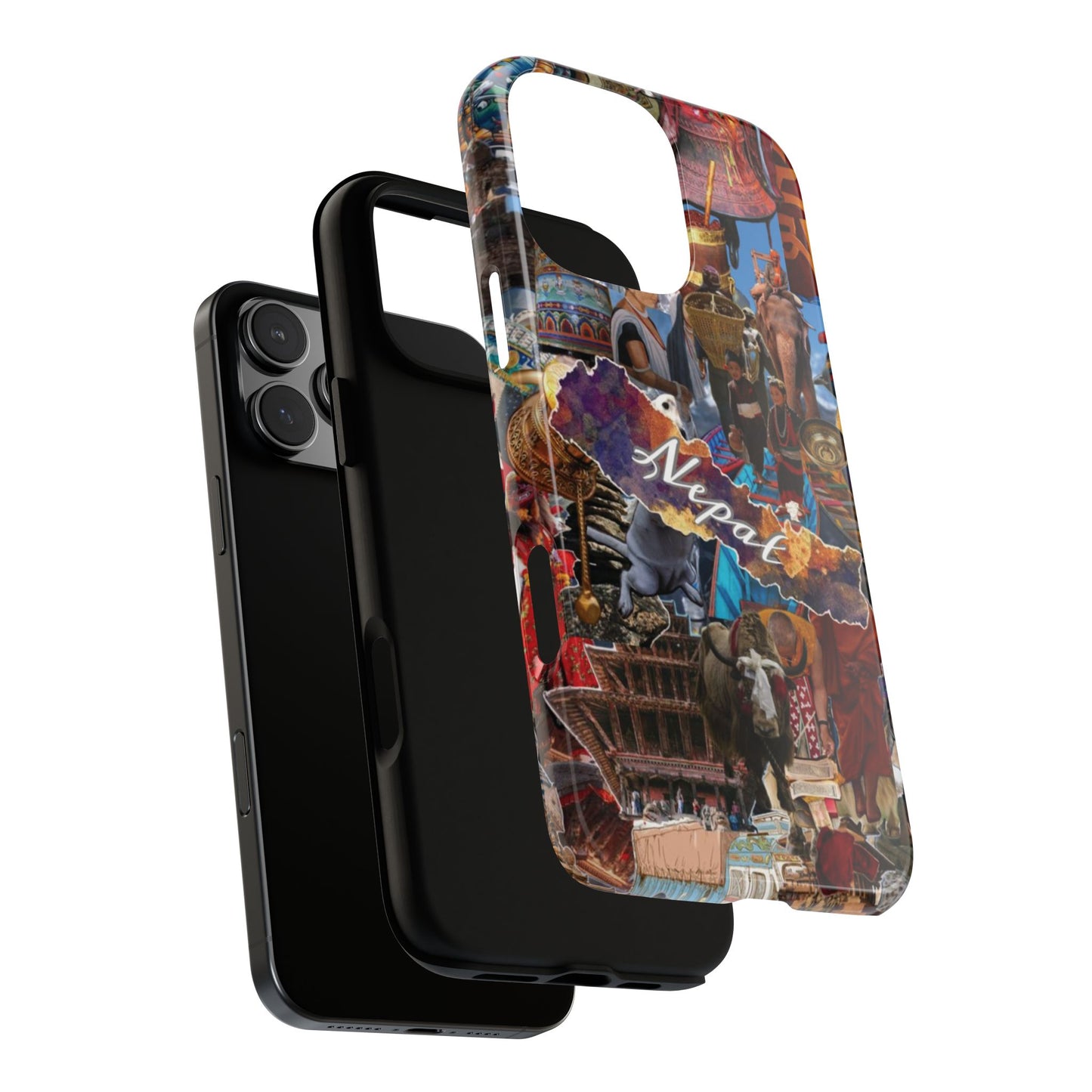 Nepal Collage Phone Case — Colorful Himalayan Travel Design