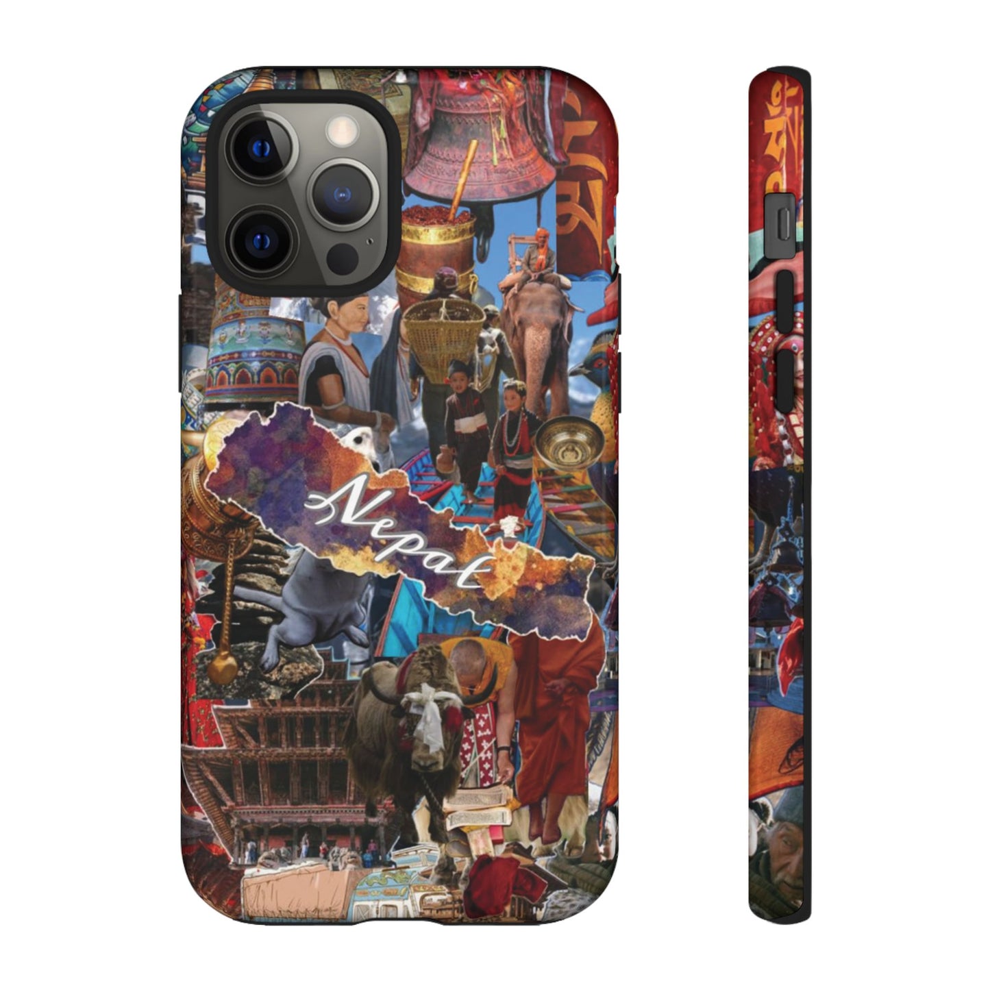 Nepal Collage Phone Case — Colorful Himalayan Travel Design