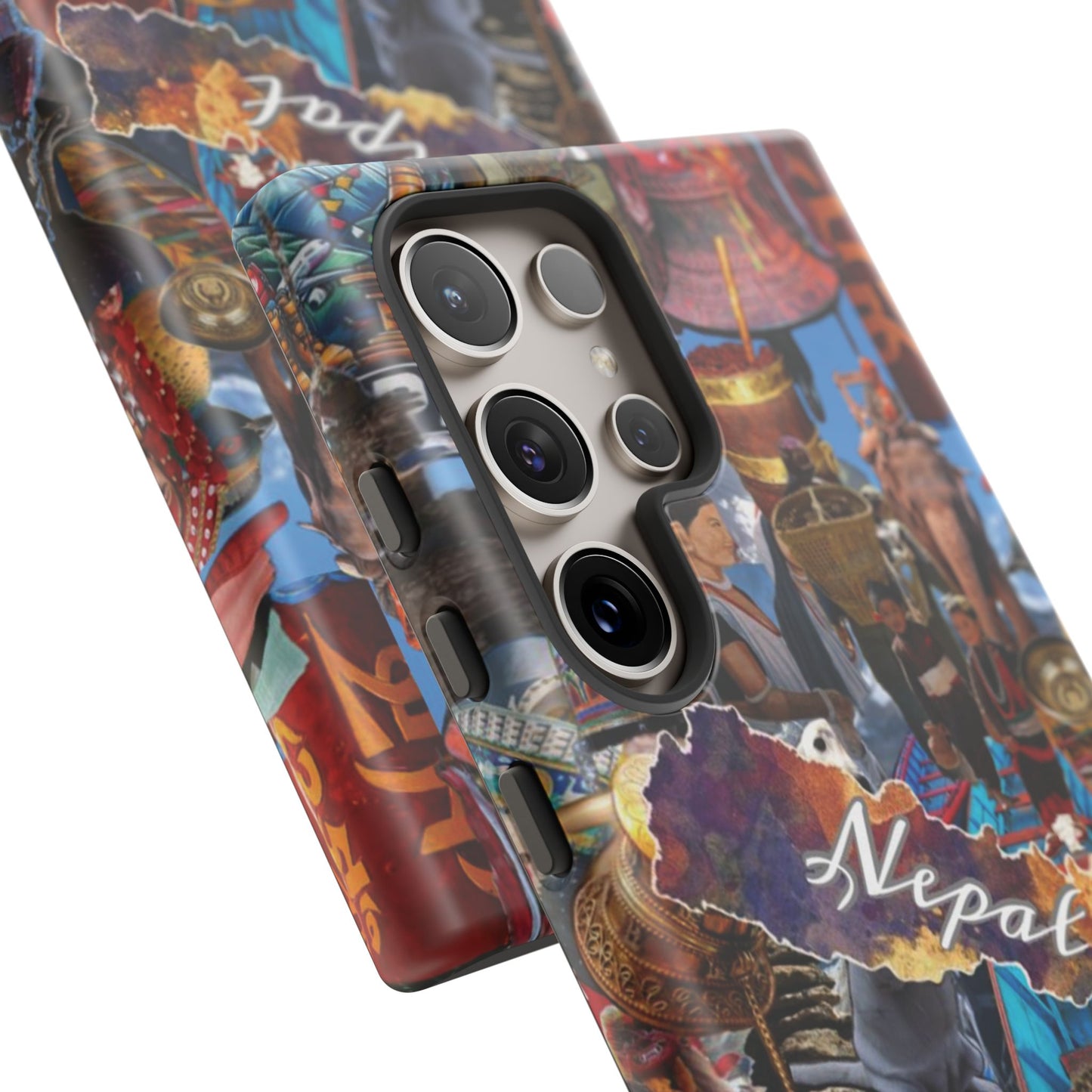 Nepal Collage Phone Case — Colorful Himalayan Travel Design