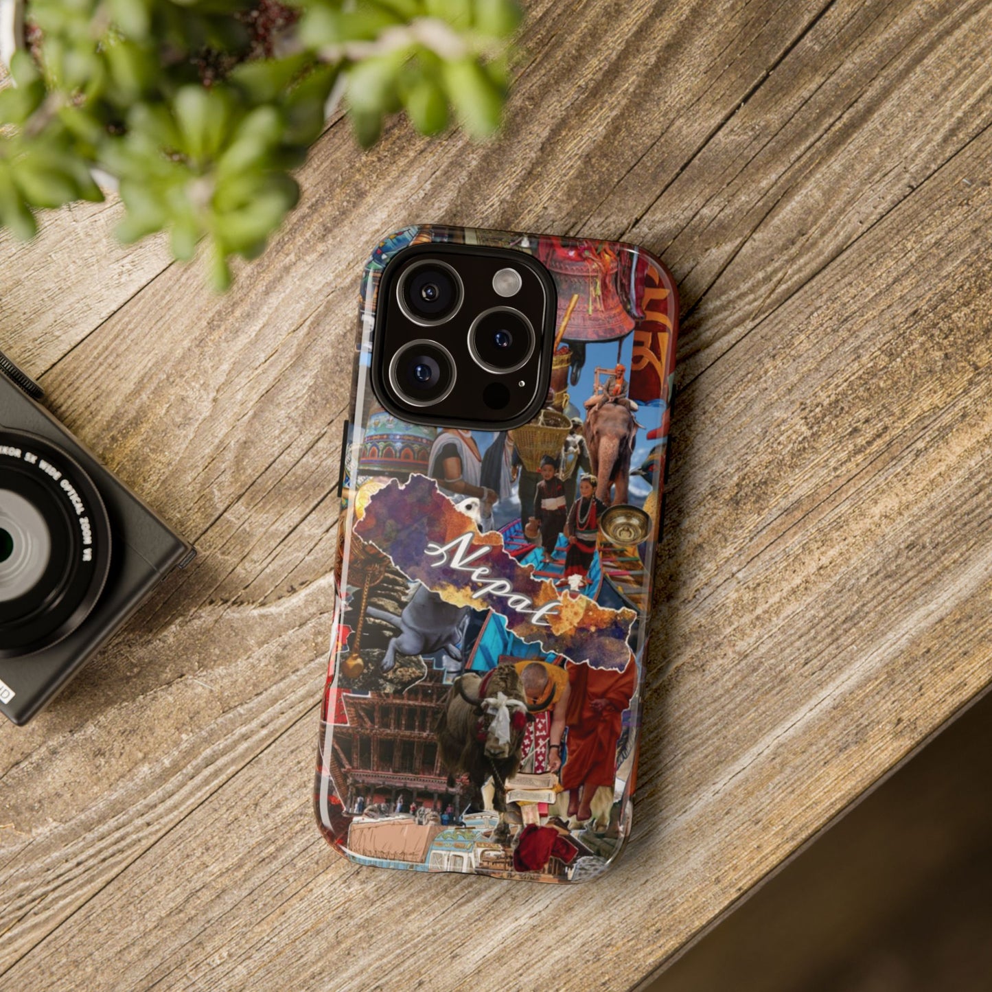 Nepal Collage Phone Case — Colorful Himalayan Travel Design
