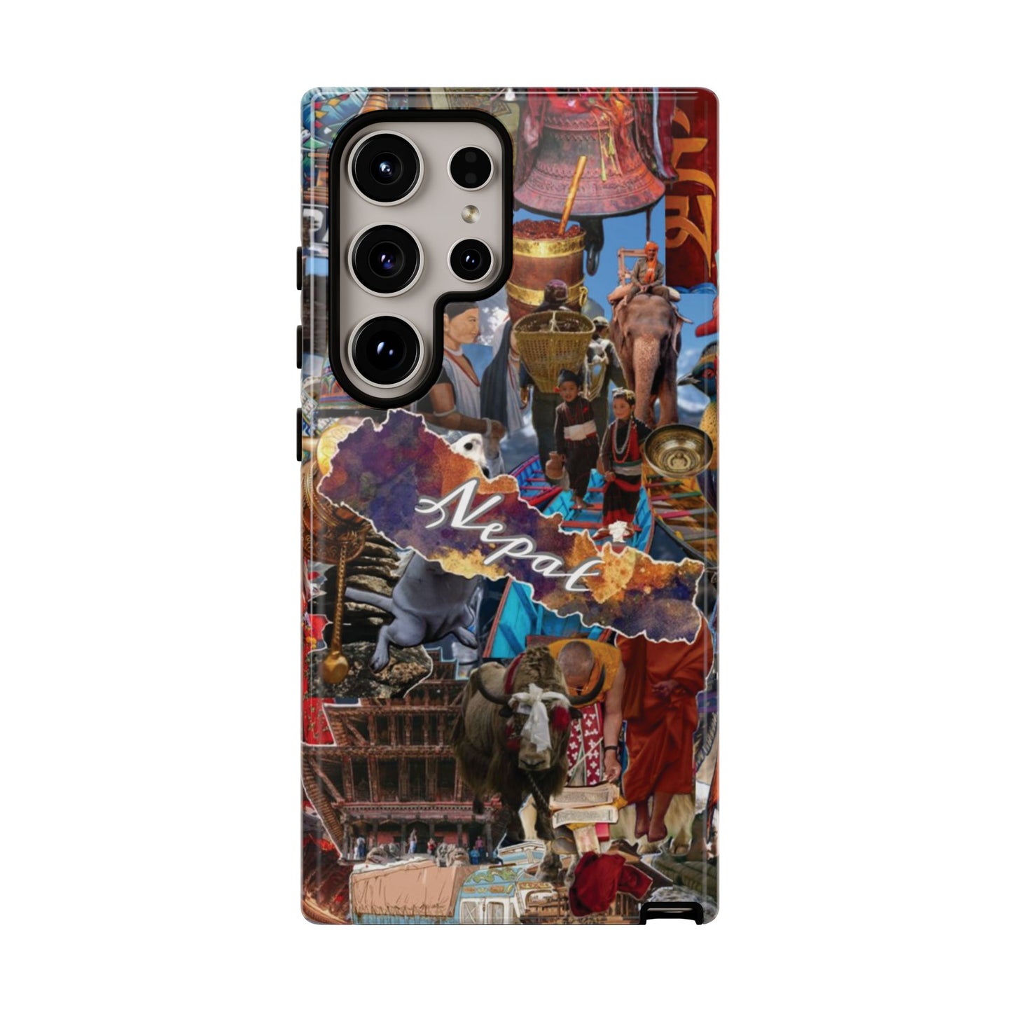 Nepal Collage Phone Case — Colorful Himalayan Travel Design