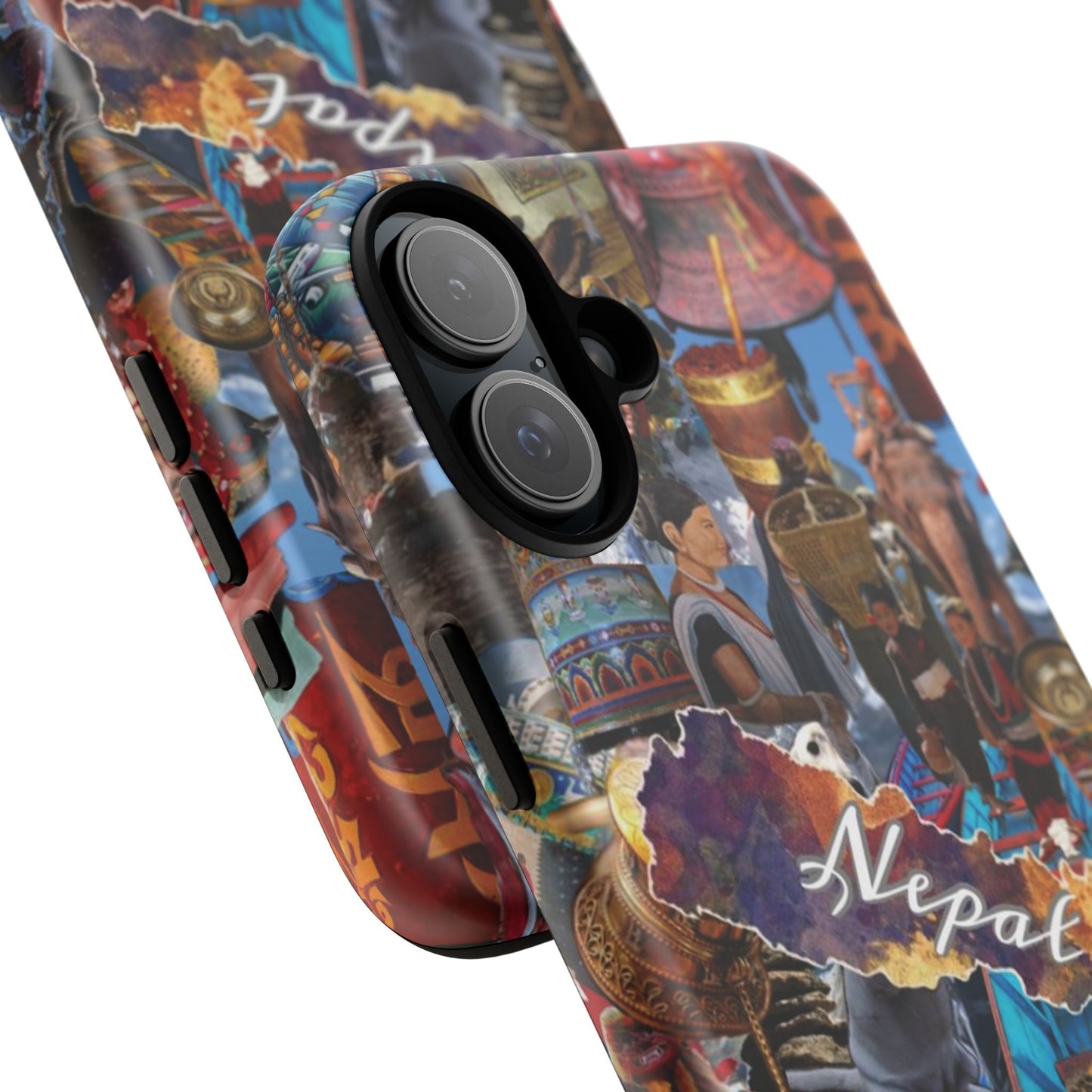 Nepal Collage Phone Case — Colorful Himalayan Travel Design