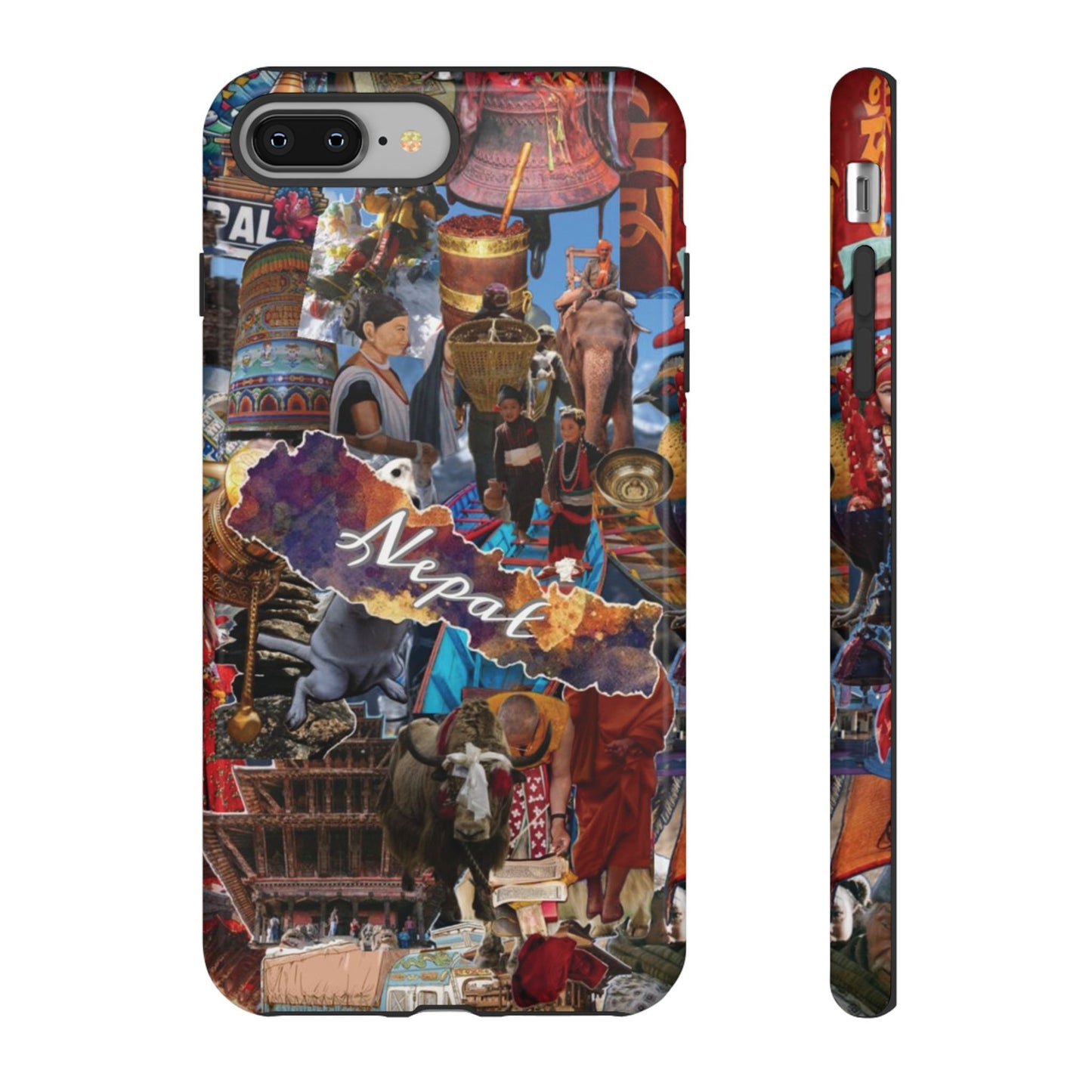 Nepal Collage Phone Case — Colorful Himalayan Travel Design