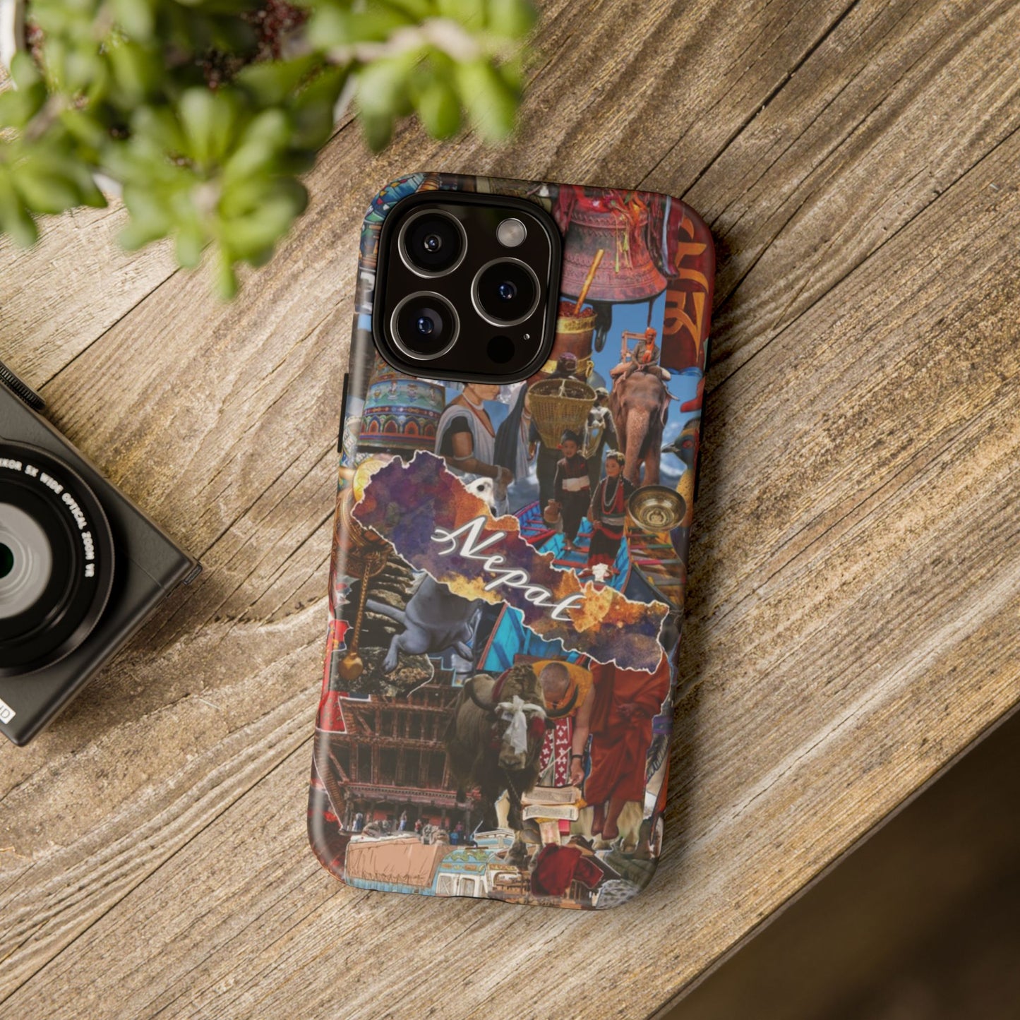 Nepal Collage Phone Case — Colorful Himalayan Travel Design