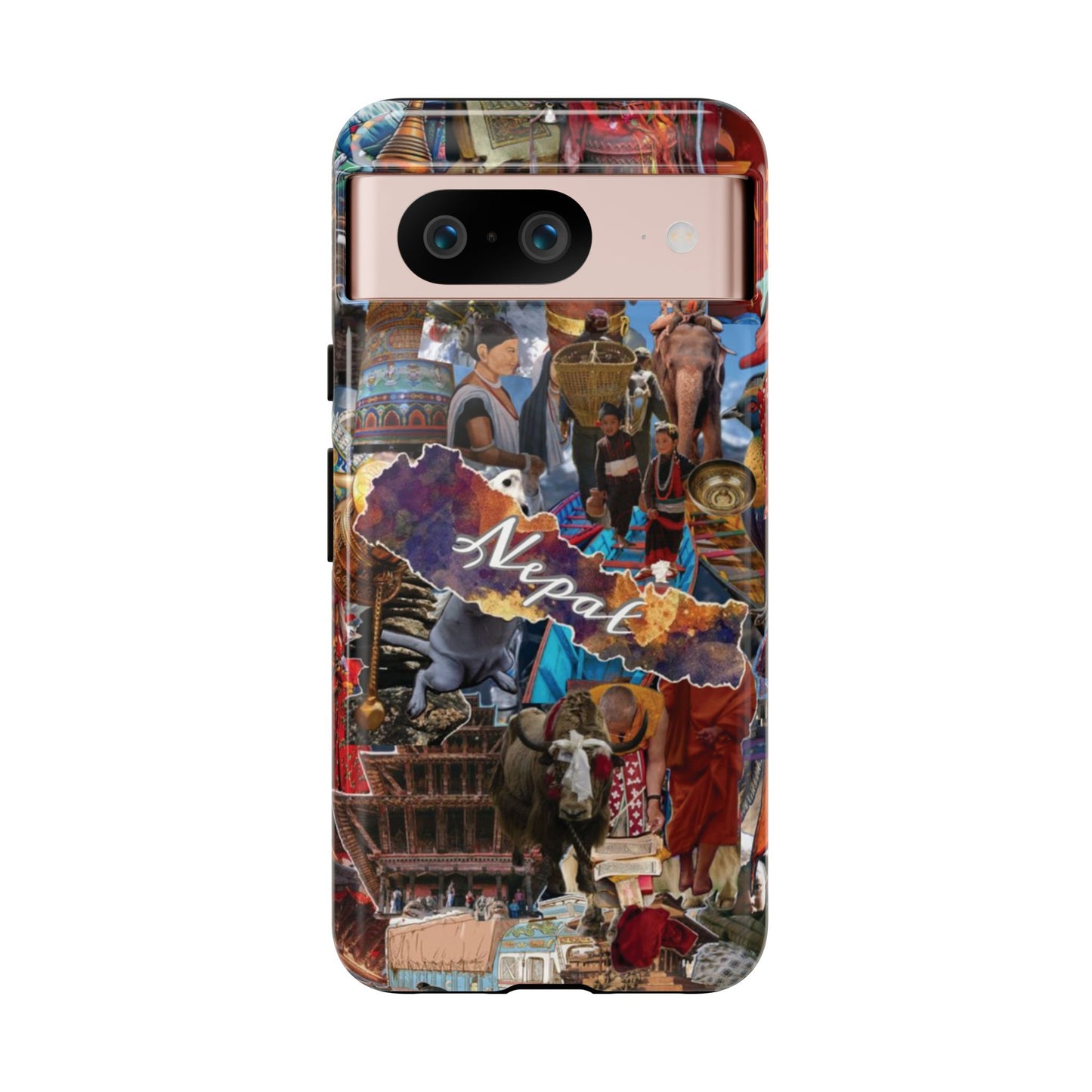 Nepal Collage Phone Case — Colorful Himalayan Travel Design