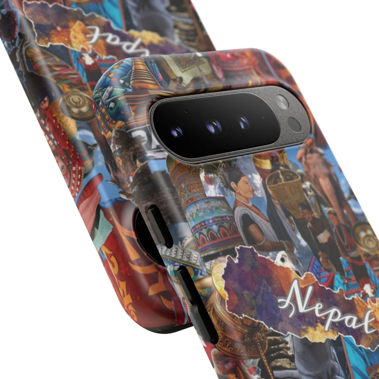 Nepal Collage Phone Case — Colorful Himalayan Travel Design