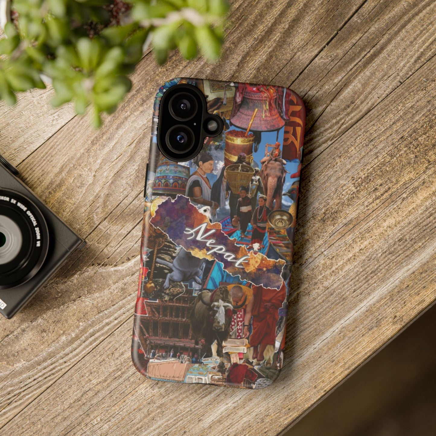 Nepal Collage Phone Case — Colorful Himalayan Travel Design