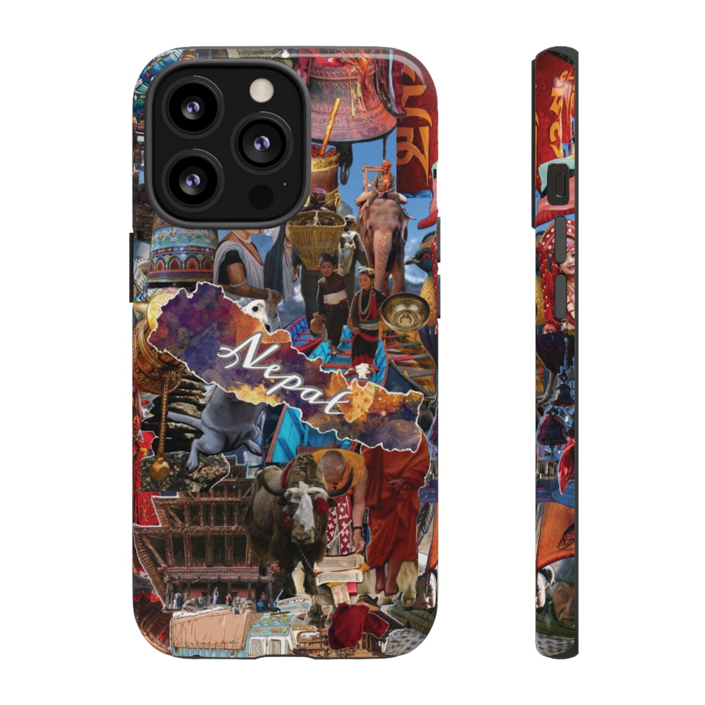 Nepal Collage Phone Case — Colorful Himalayan Travel Design