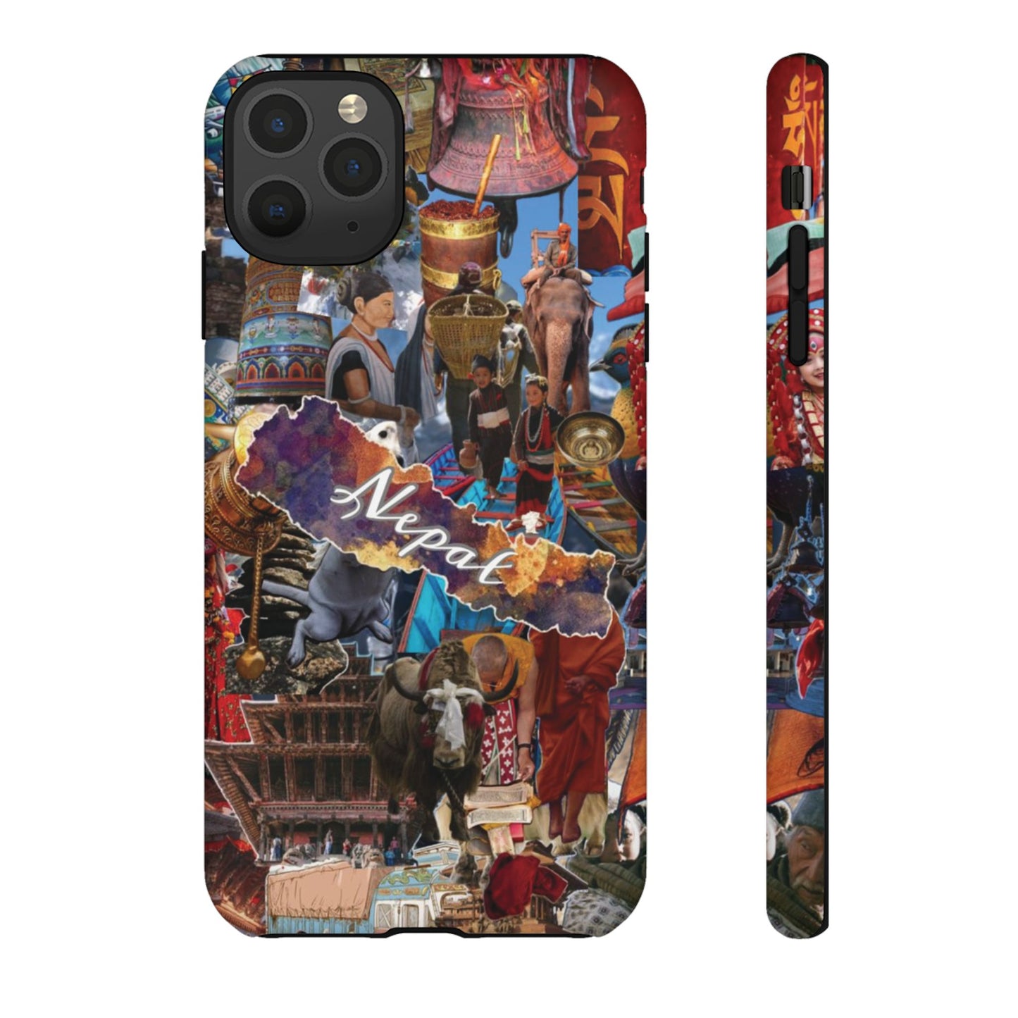 Nepal Collage Phone Case — Colorful Himalayan Travel Design
