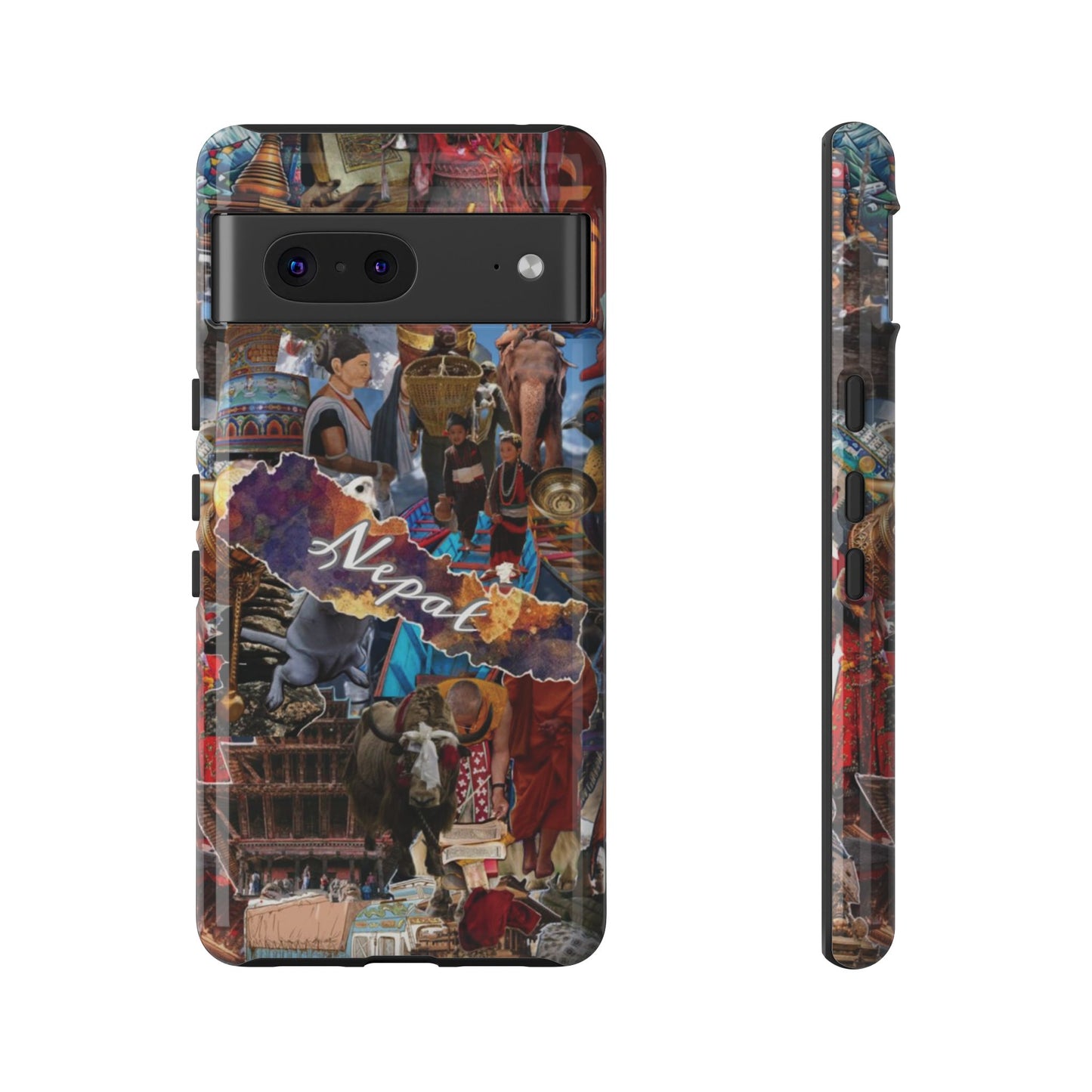 Nepal Collage Phone Case — Colorful Himalayan Travel Design