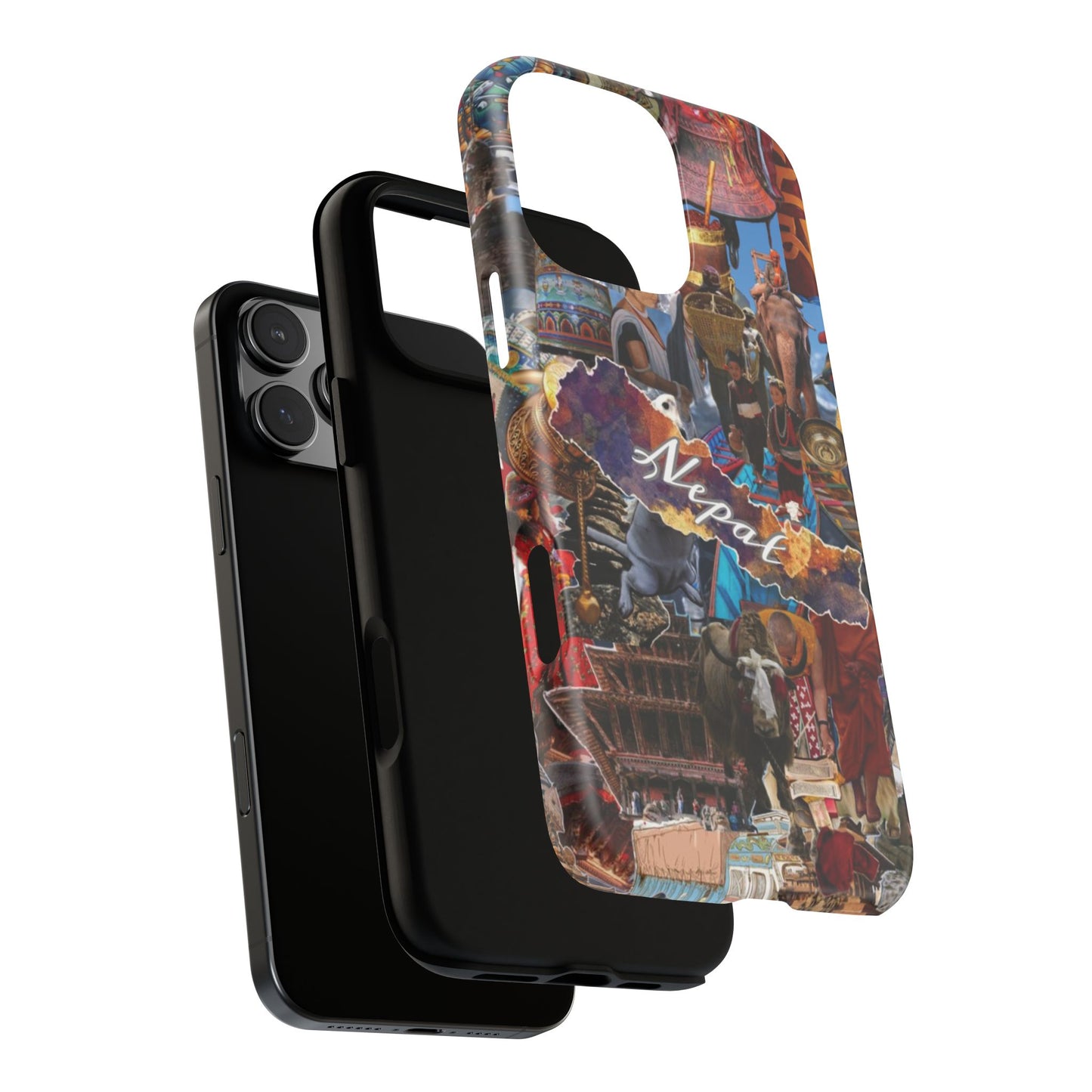 Nepal Collage Phone Case — Colorful Himalayan Travel Design