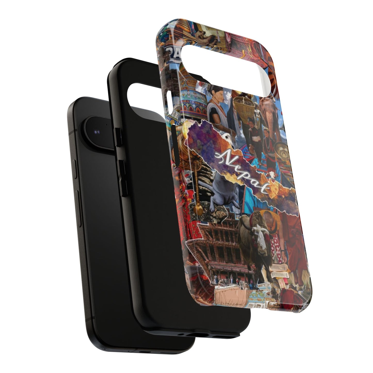 Nepal Collage Phone Case — Colorful Himalayan Travel Design