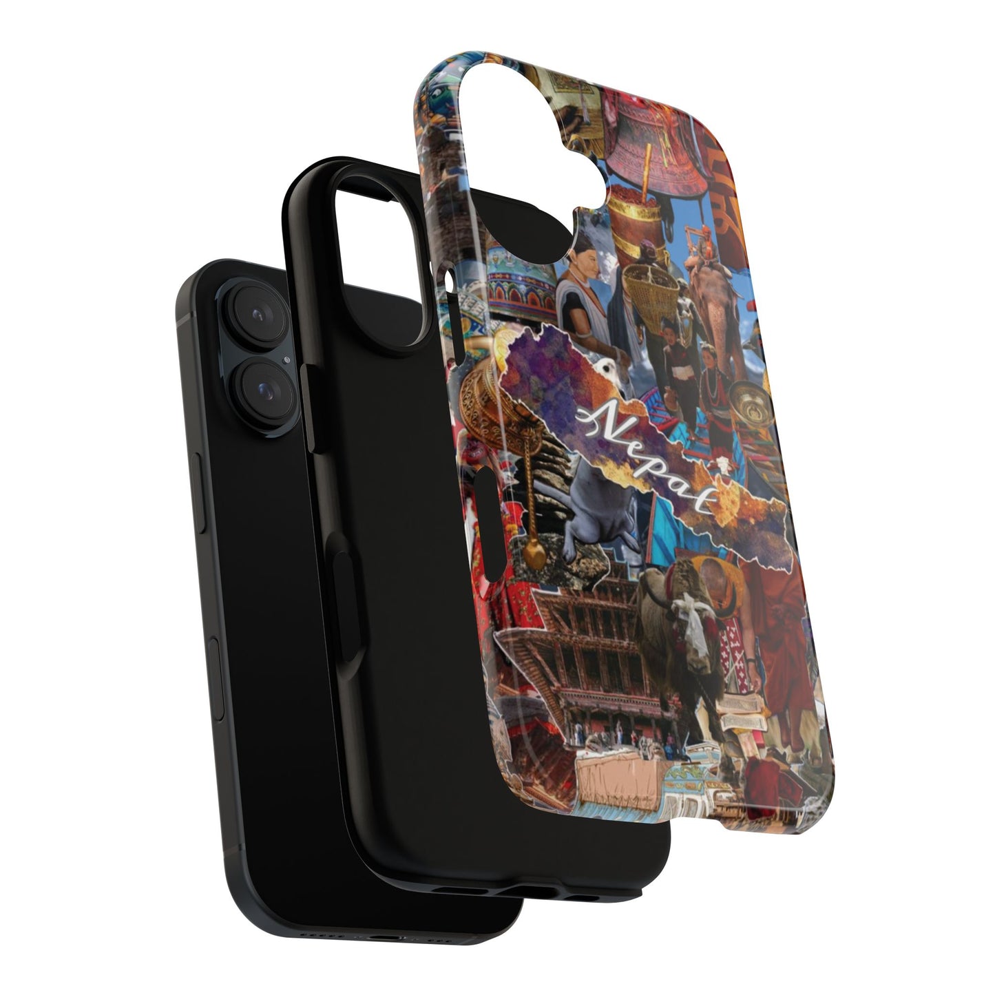 Nepal Collage Phone Case — Colorful Himalayan Travel Design