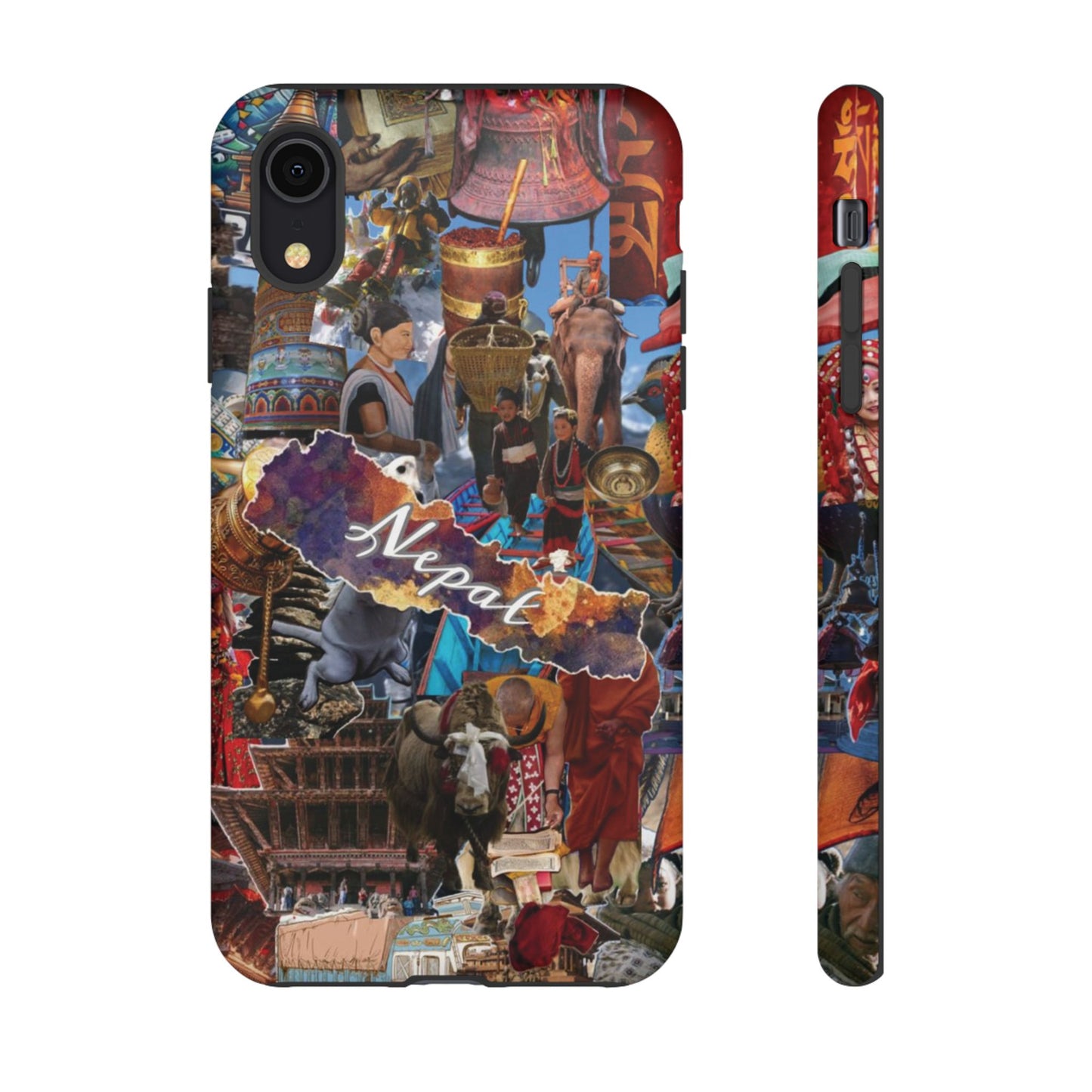 Nepal Collage Phone Case — Colorful Himalayan Travel Design