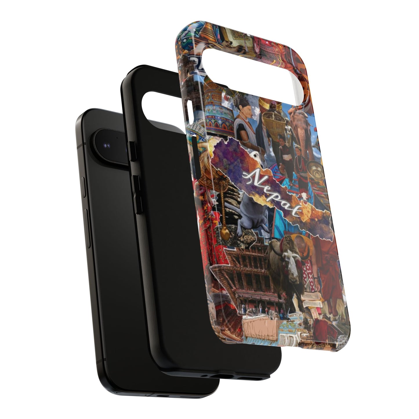 Nepal Collage Phone Case — Colorful Himalayan Travel Design