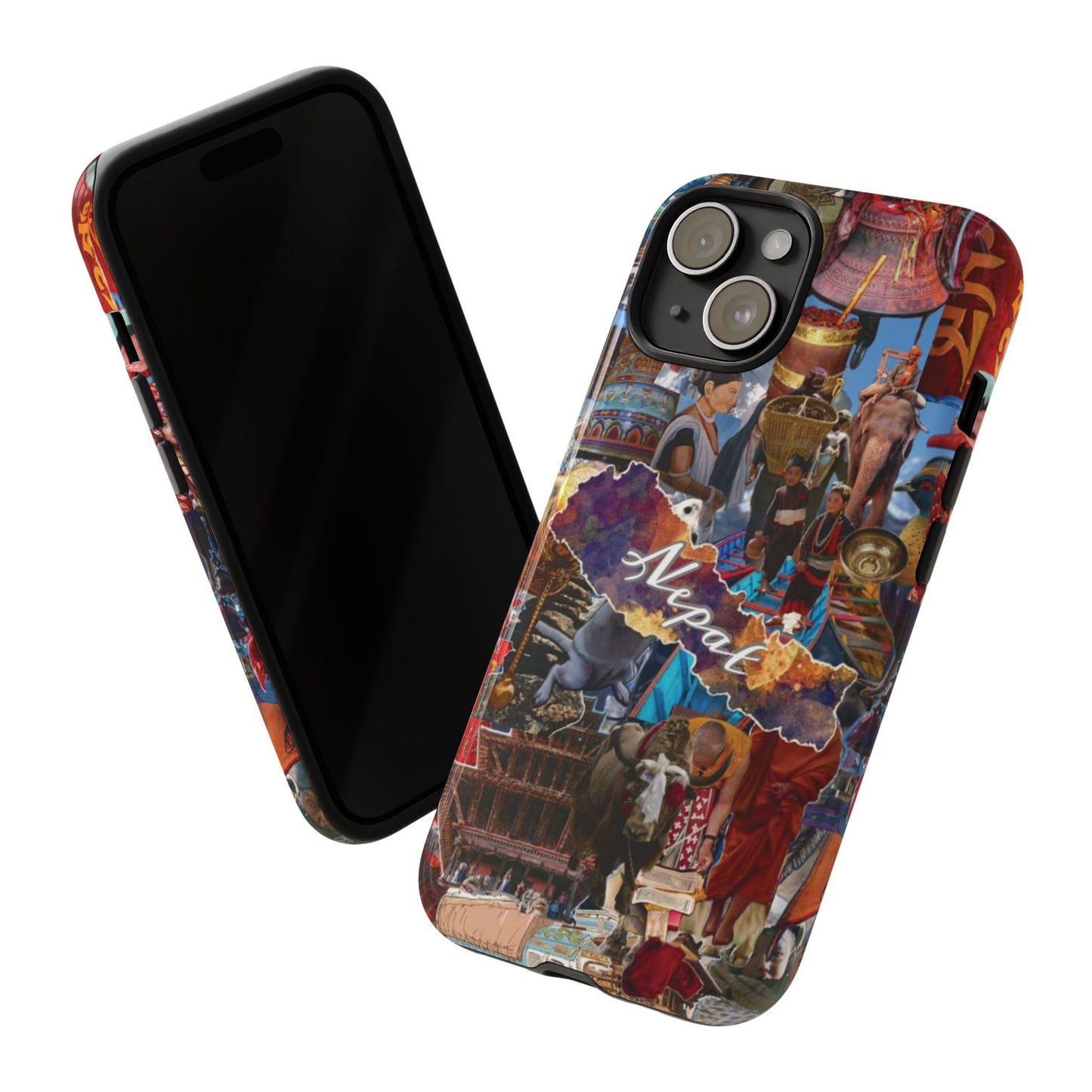 Nepal Collage Phone Case — Colorful Himalayan Travel Design
