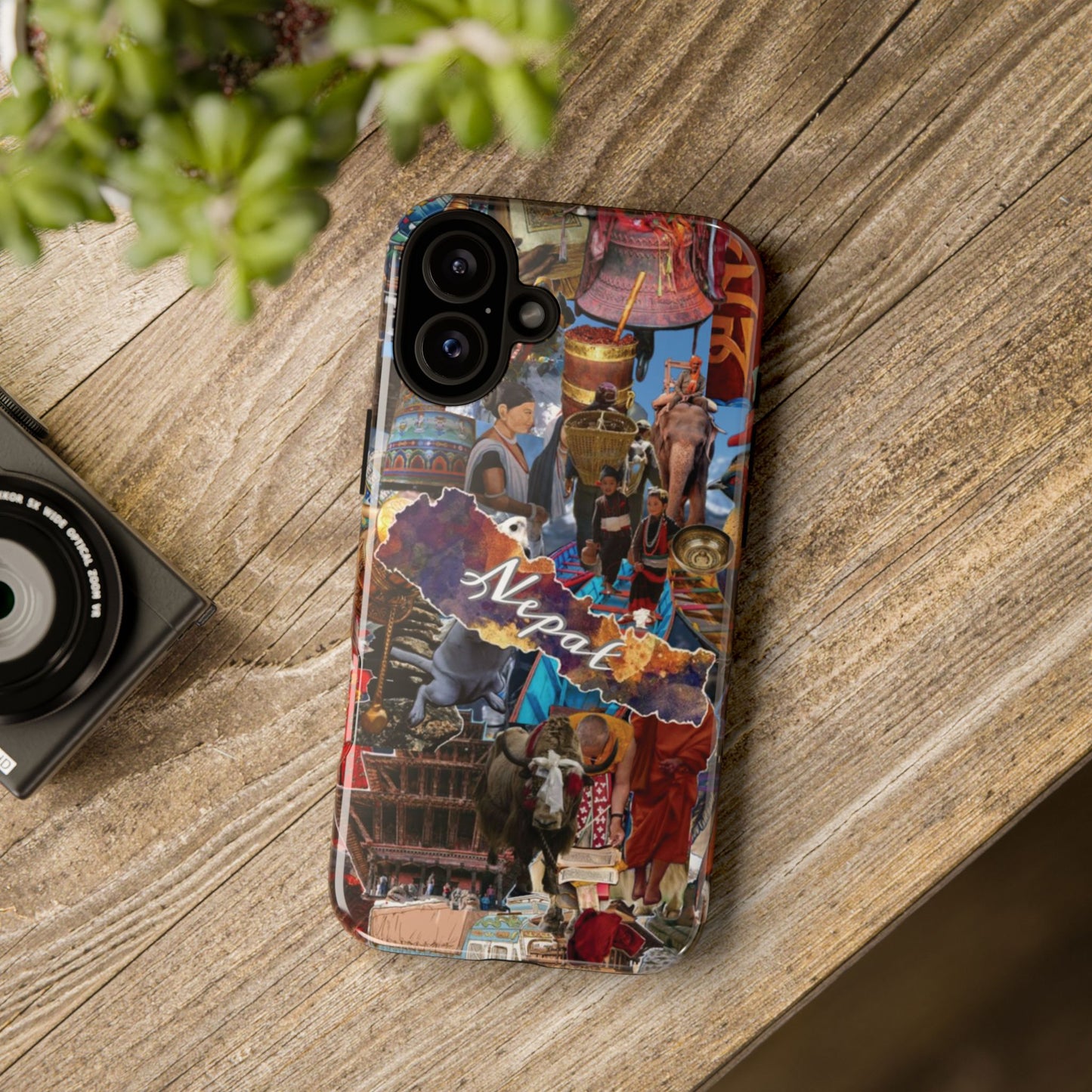 Nepal Collage Phone Case — Colorful Himalayan Travel Design