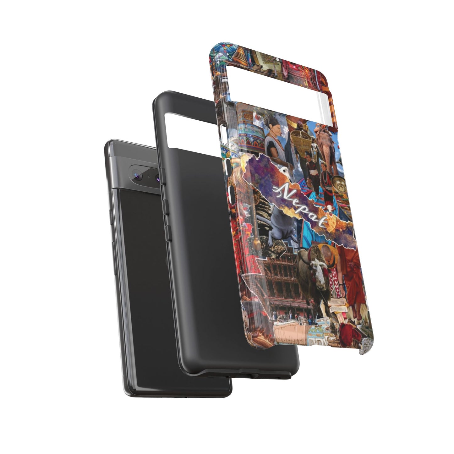 Nepal Collage Phone Case — Colorful Himalayan Travel Design