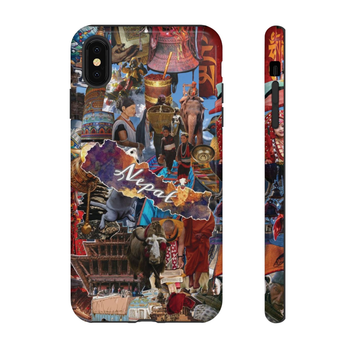 Nepal Collage Phone Case — Colorful Himalayan Travel Design