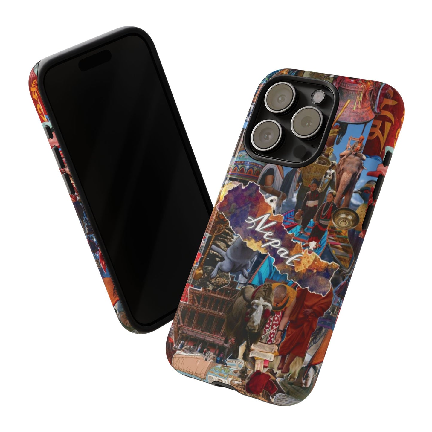 Nepal Collage Phone Case — Colorful Himalayan Travel Design