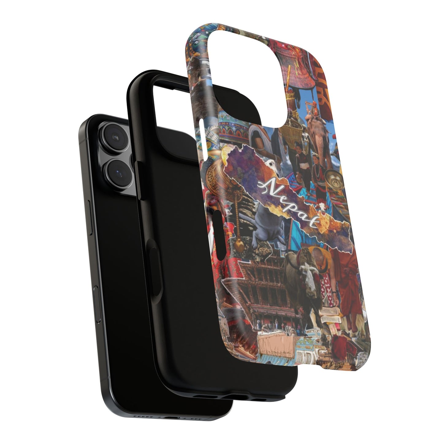 Nepal Collage Phone Case — Colorful Himalayan Travel Design