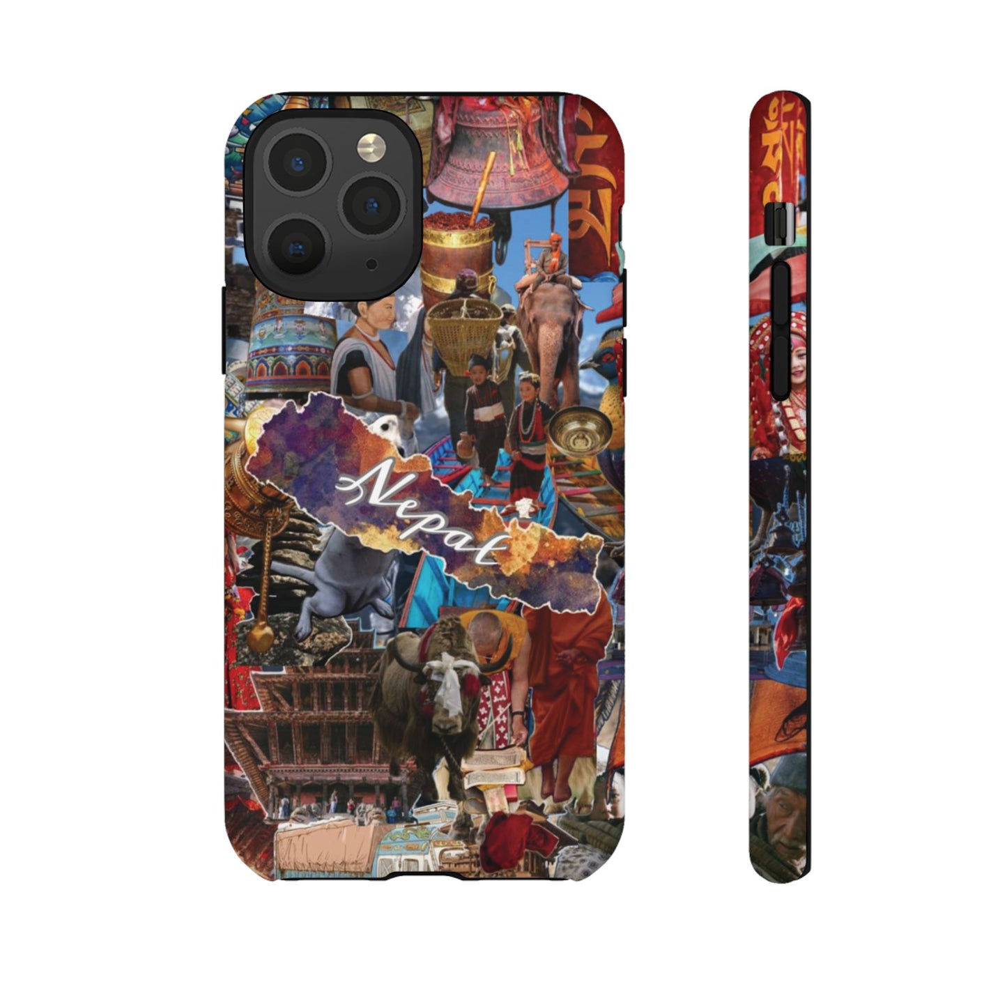 Nepal Collage Phone Case — Colorful Himalayan Travel Design