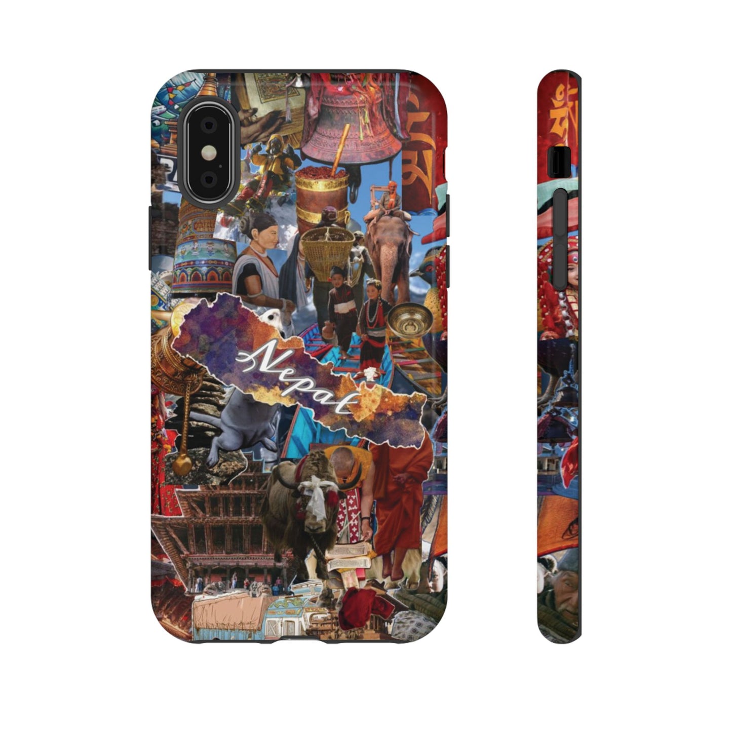 Nepal Collage Phone Case — Colorful Himalayan Travel Design