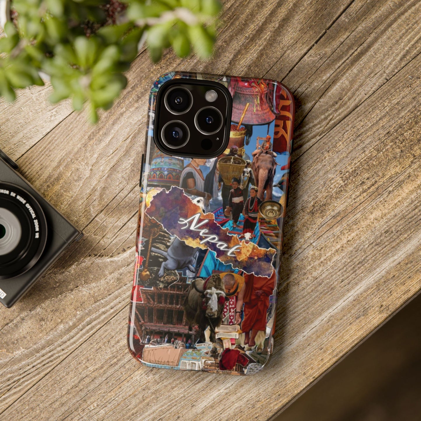 Nepal Collage Phone Case — Colorful Himalayan Travel Design