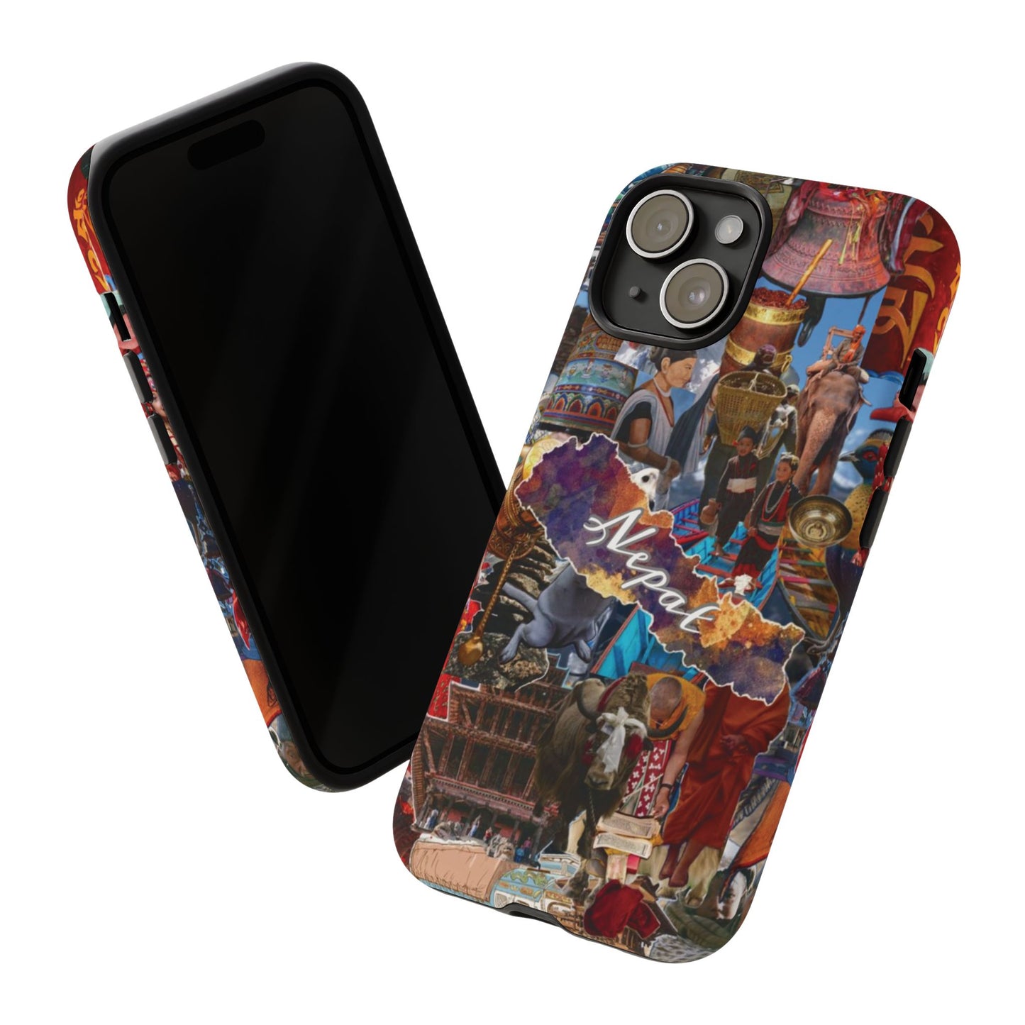 Nepal Collage Phone Case — Colorful Himalayan Travel Design