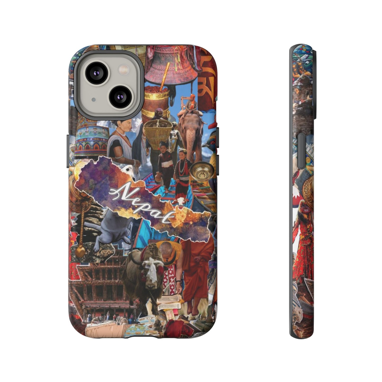 Nepal Collage Phone Case — Colorful Himalayan Travel Design